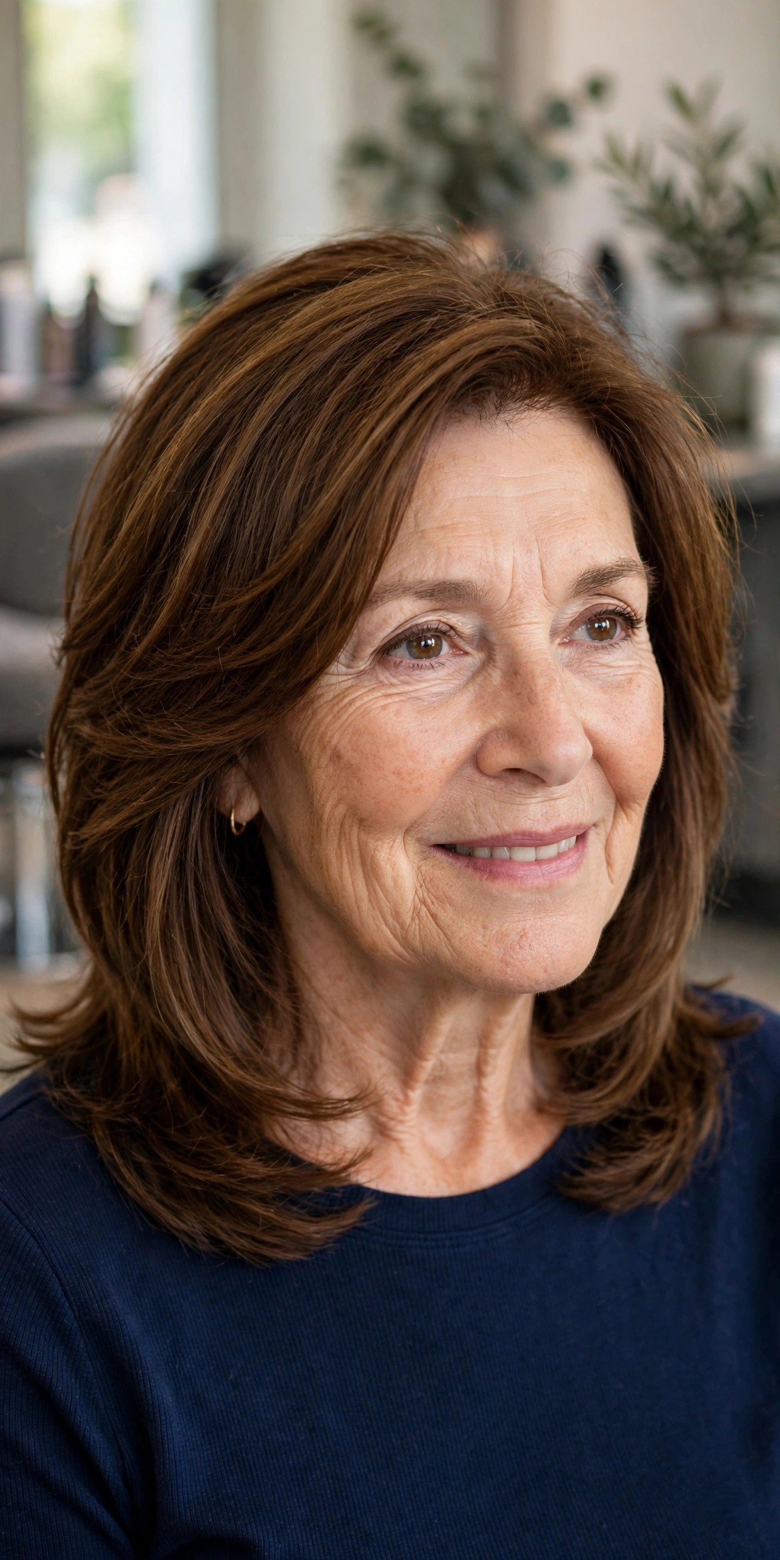 Classic Layered Lob - medium length hairstyle for a woman over 50