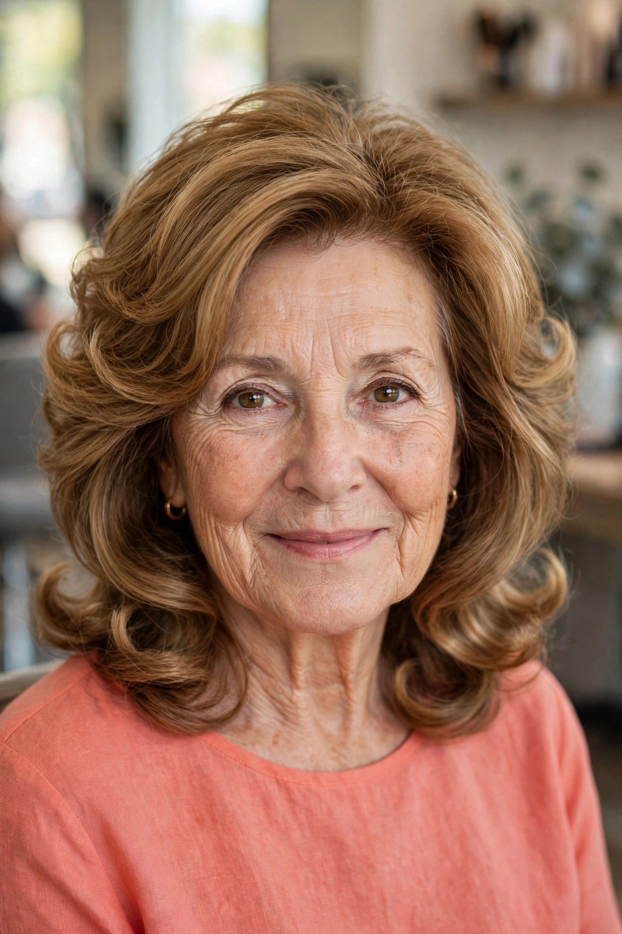 Bouncy Blowout Lob - medium length hairstyle for a woman over 50