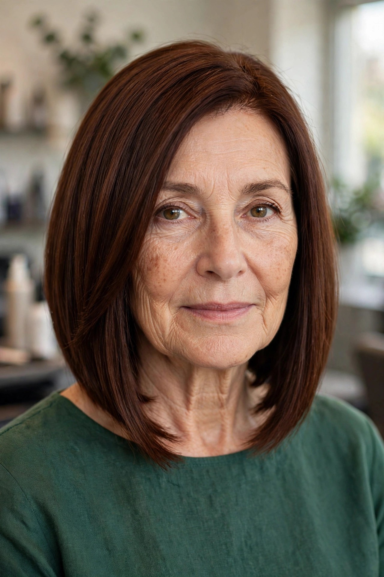 Angled Midi Bob - medium length hairstyle for a woman over 50