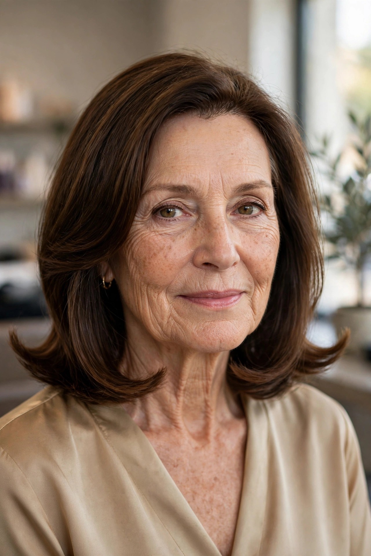 Elegant Midi with Flipped Ends - medium length hairstyle for a woman over 50