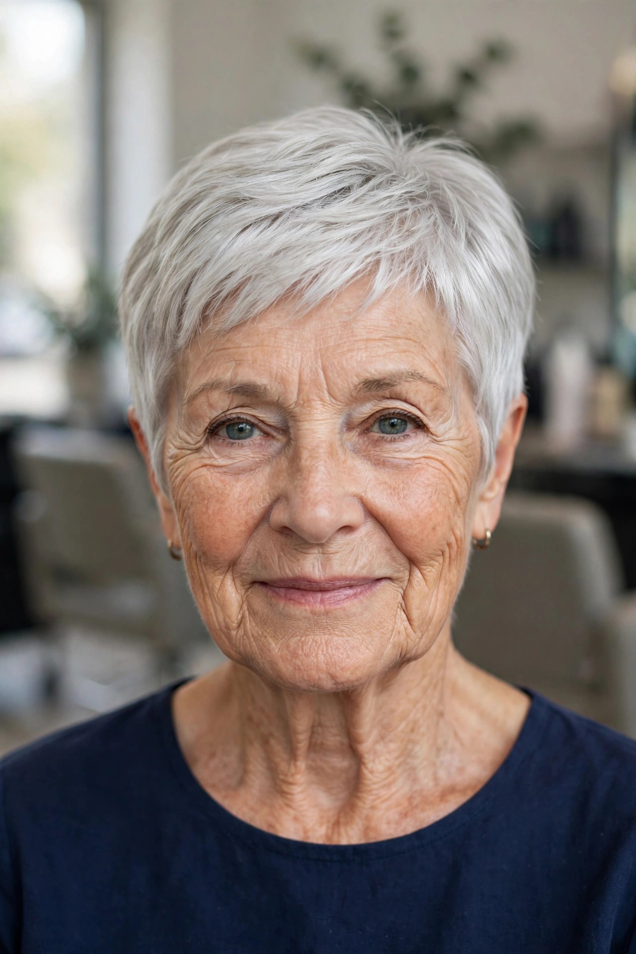 Classic Silver Pixie with Soft Layers - short hairstyle for a woman over 60