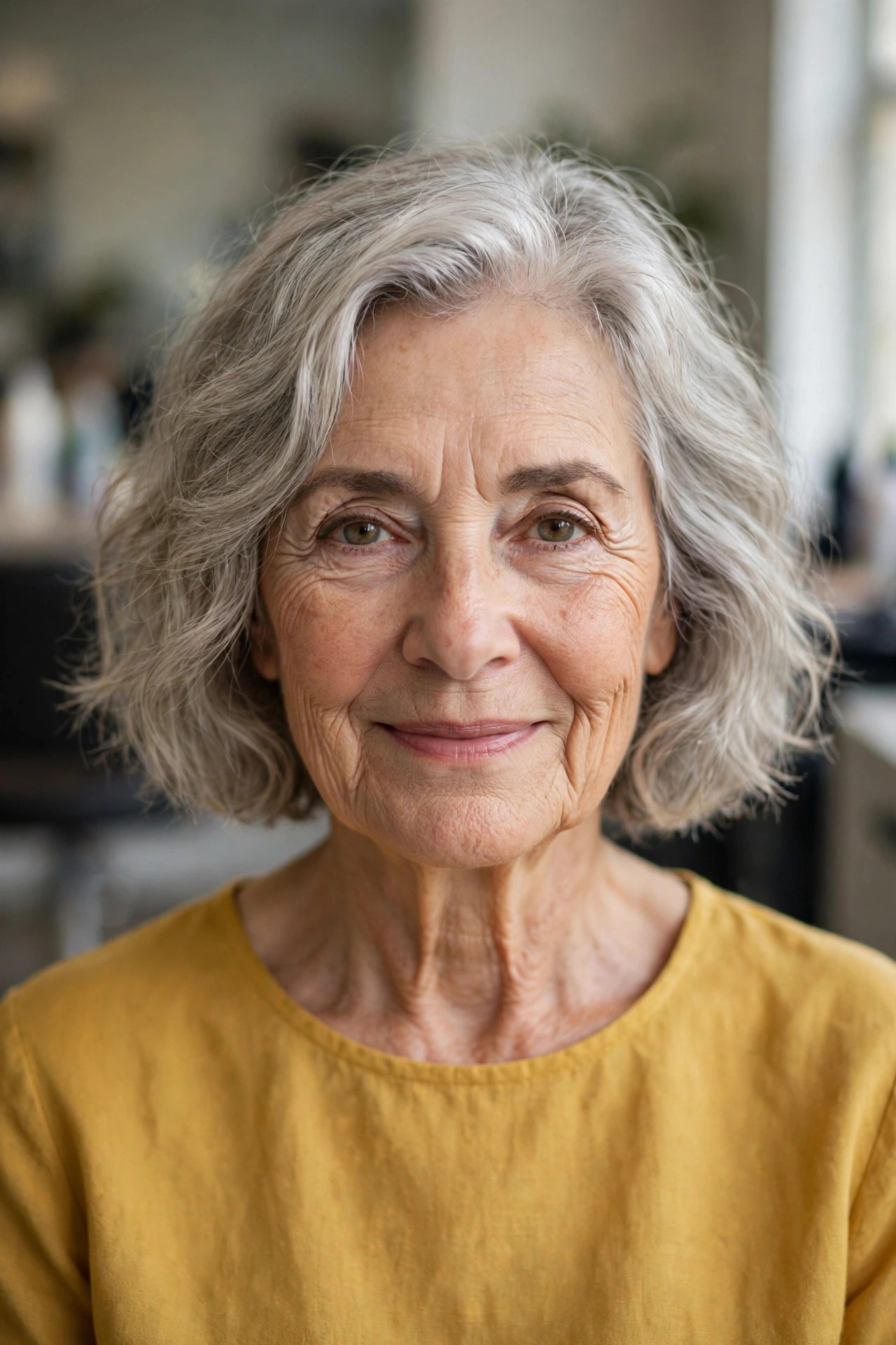 Wavy Bob with Natural Movement - short hairstyle for a woman over 60