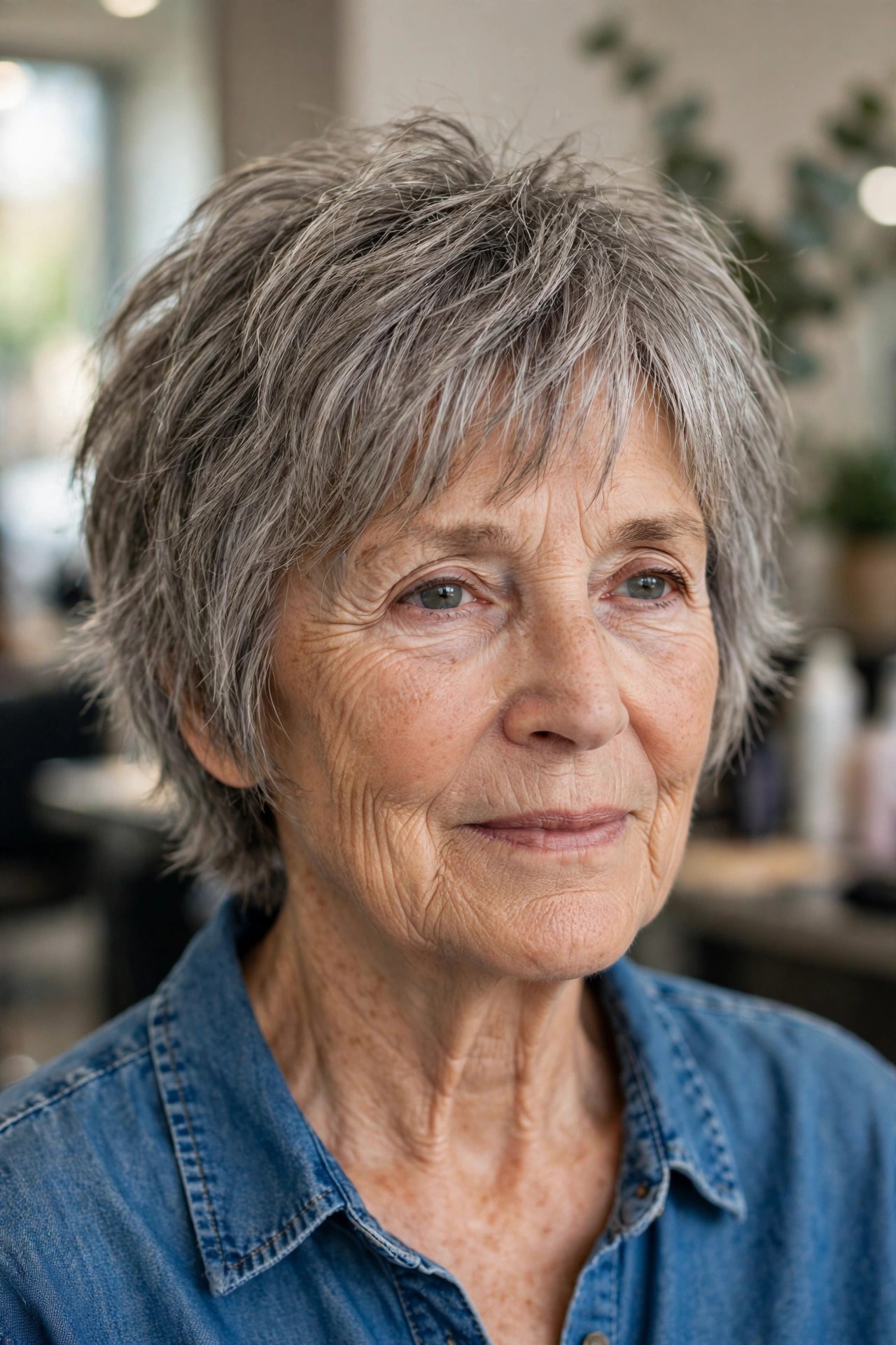 Short Shag with Choppy Layers - short hairstyle for a woman over 60