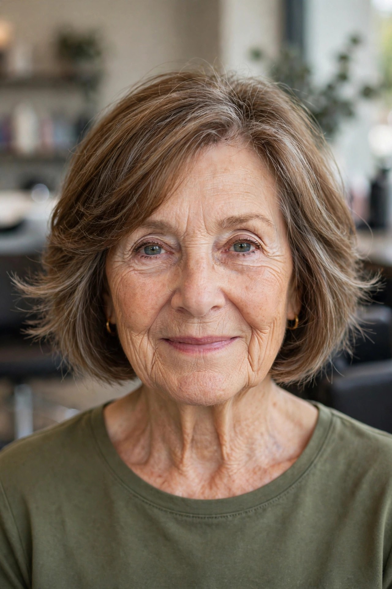 Feathered Bob with Flicked Ends - short hairstyle for a woman over 60