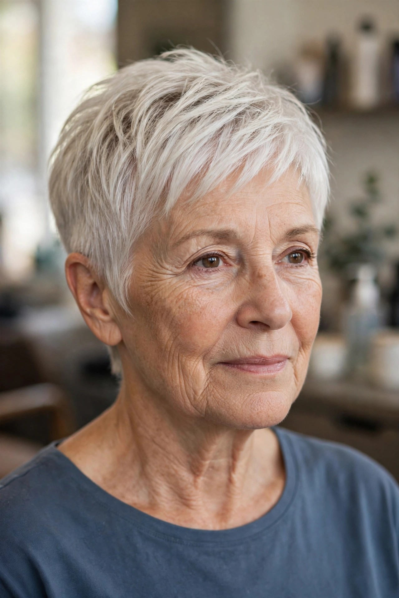 Platinum Tapered Pixie - short hairstyle for a woman over 60