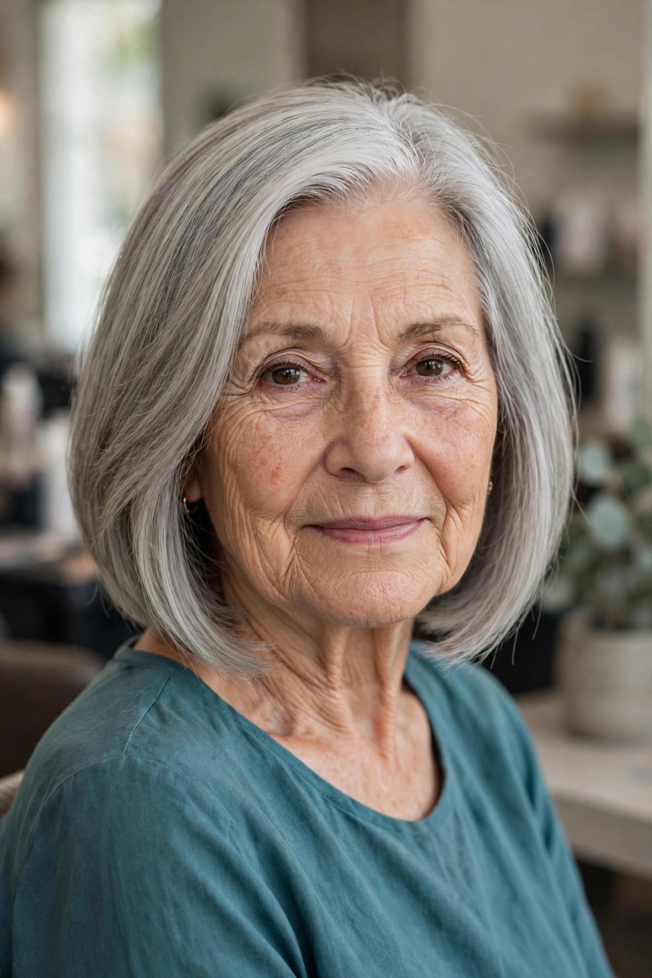 Side-Parted Bob That Slenderizes the Face - short hairstyle for a woman over 60