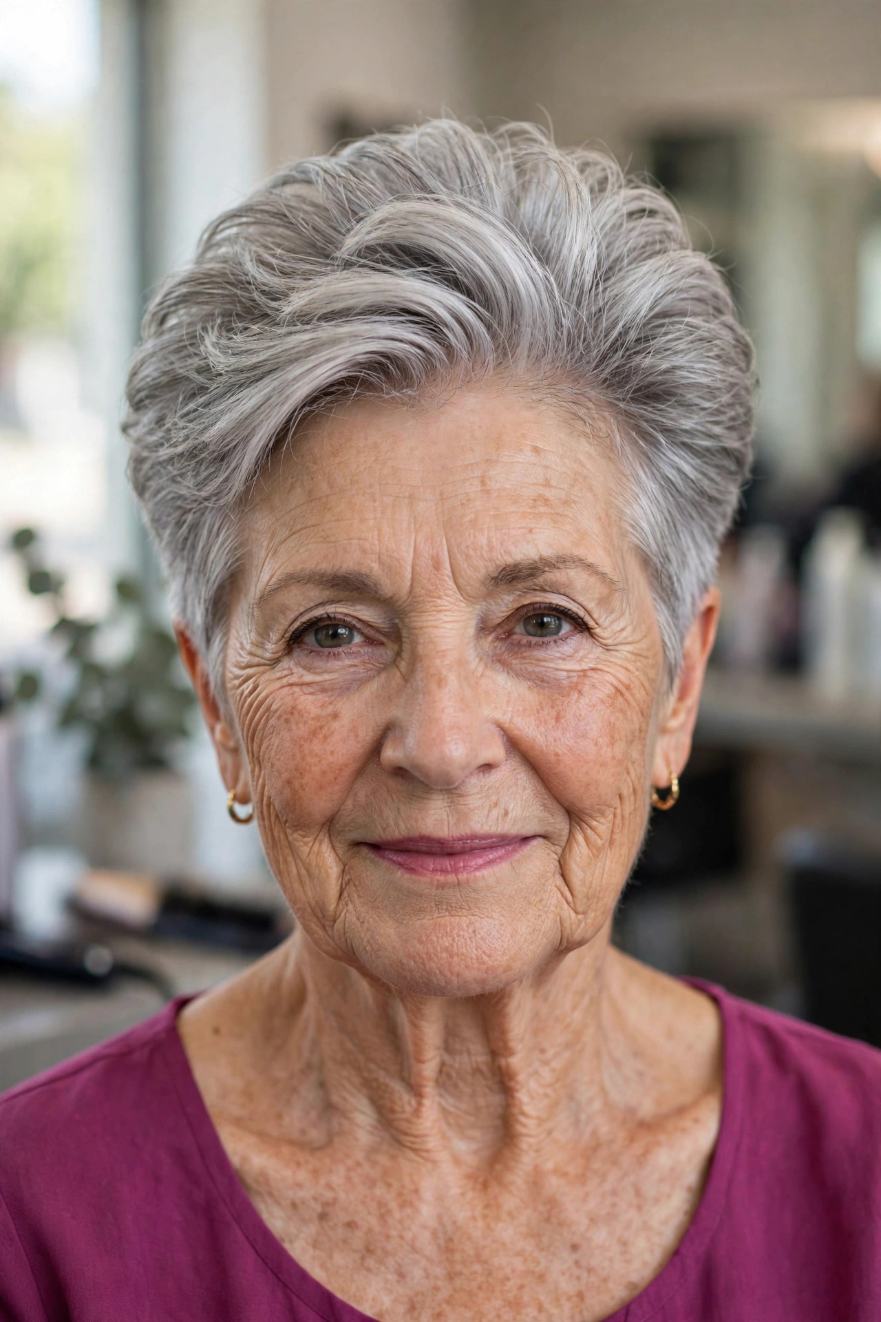 Volumized Crown Cut for Flat Hair - short hairstyle for a woman over 60