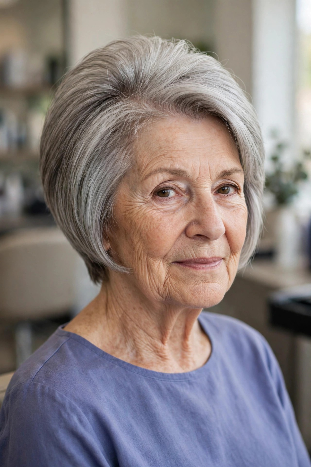 Elegant Wedge Cut with a Lifted Back - short hairstyle for a woman over 60