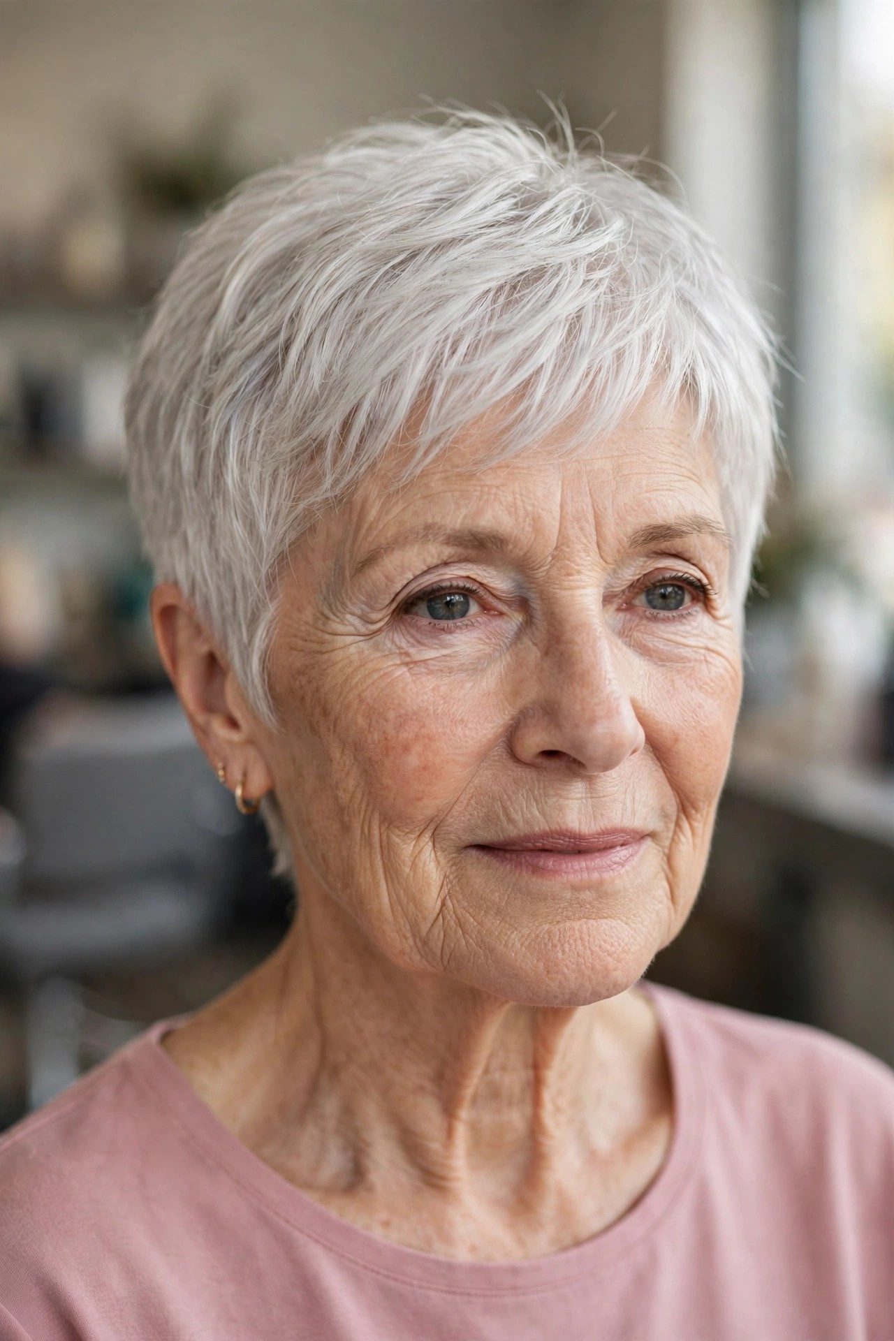 Feathered Pixie for Thinning Hair - short hairstyle for a woman over 60