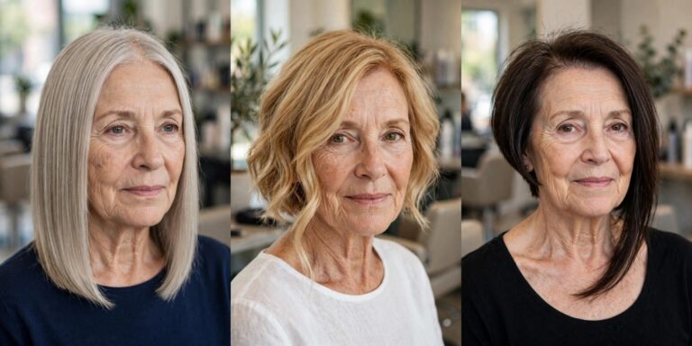 Angled Lob Hairstyles for Women Over 50 With Fine Hair