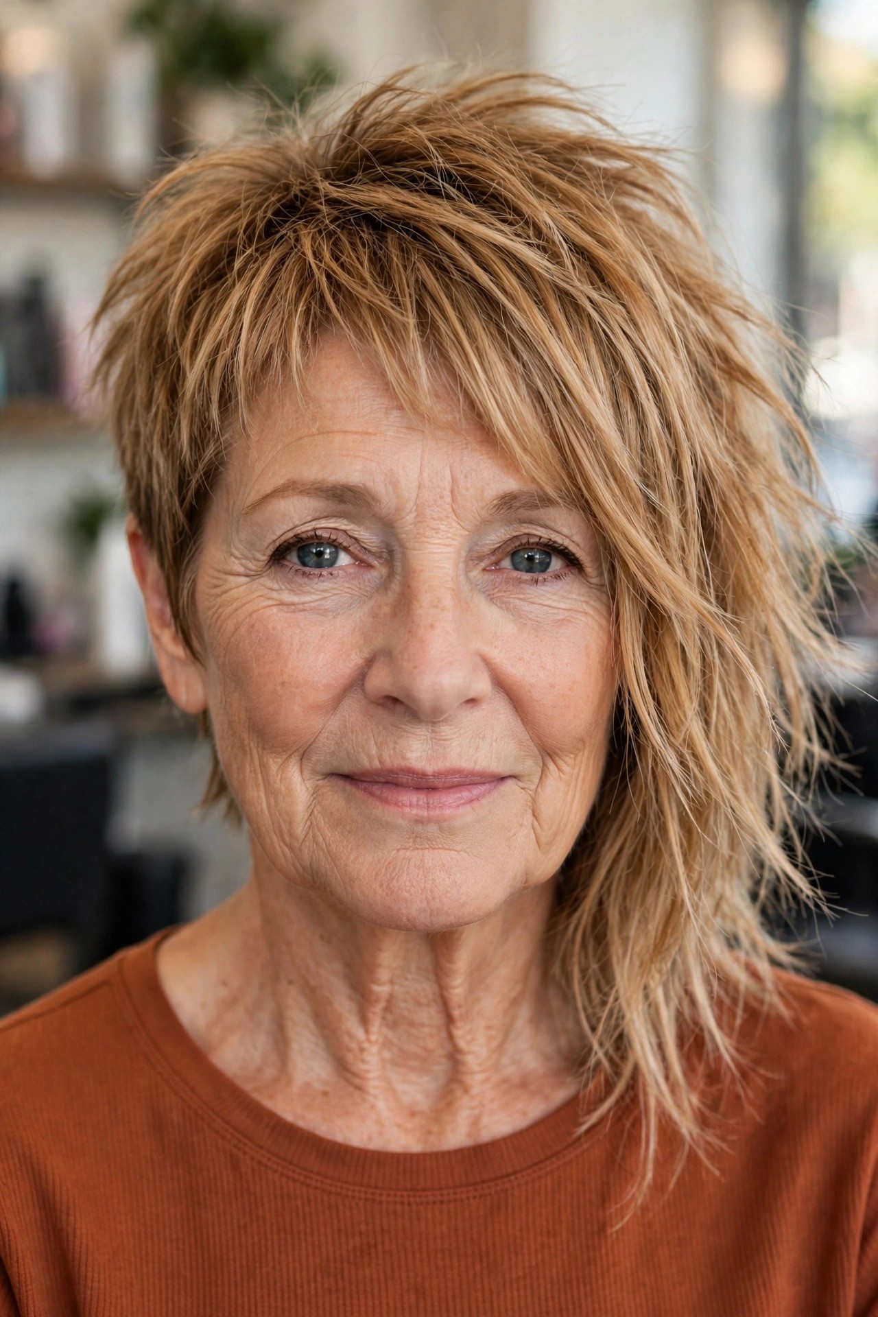Asymmetrical Shag With One Dramatic Long Side - asymmetrical haircut on a woman over 50