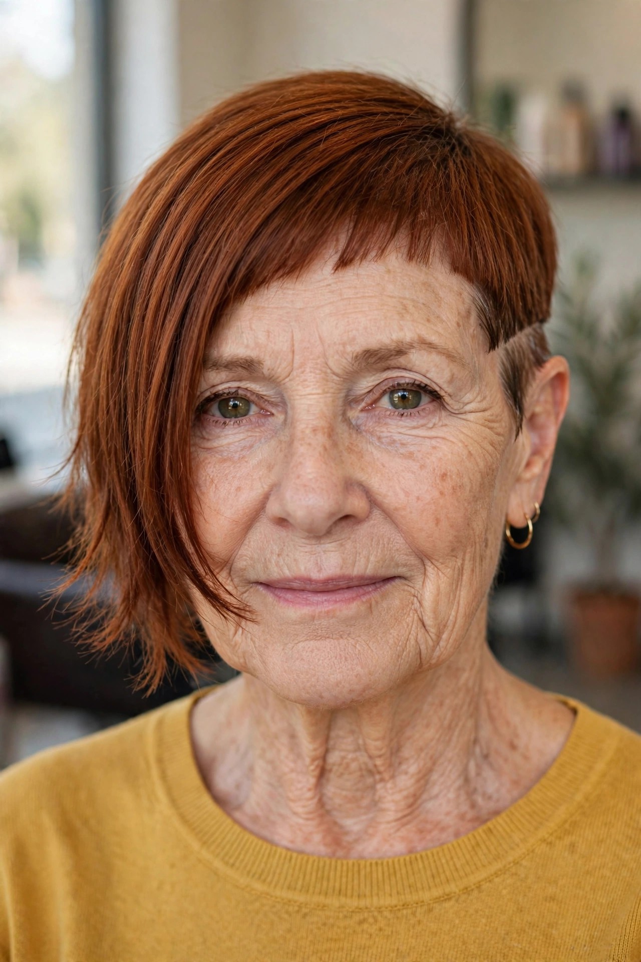 Razor-Cut Asymmetrical Crop With an Uneven Fringe - asymmetrical haircut on a woman over 50