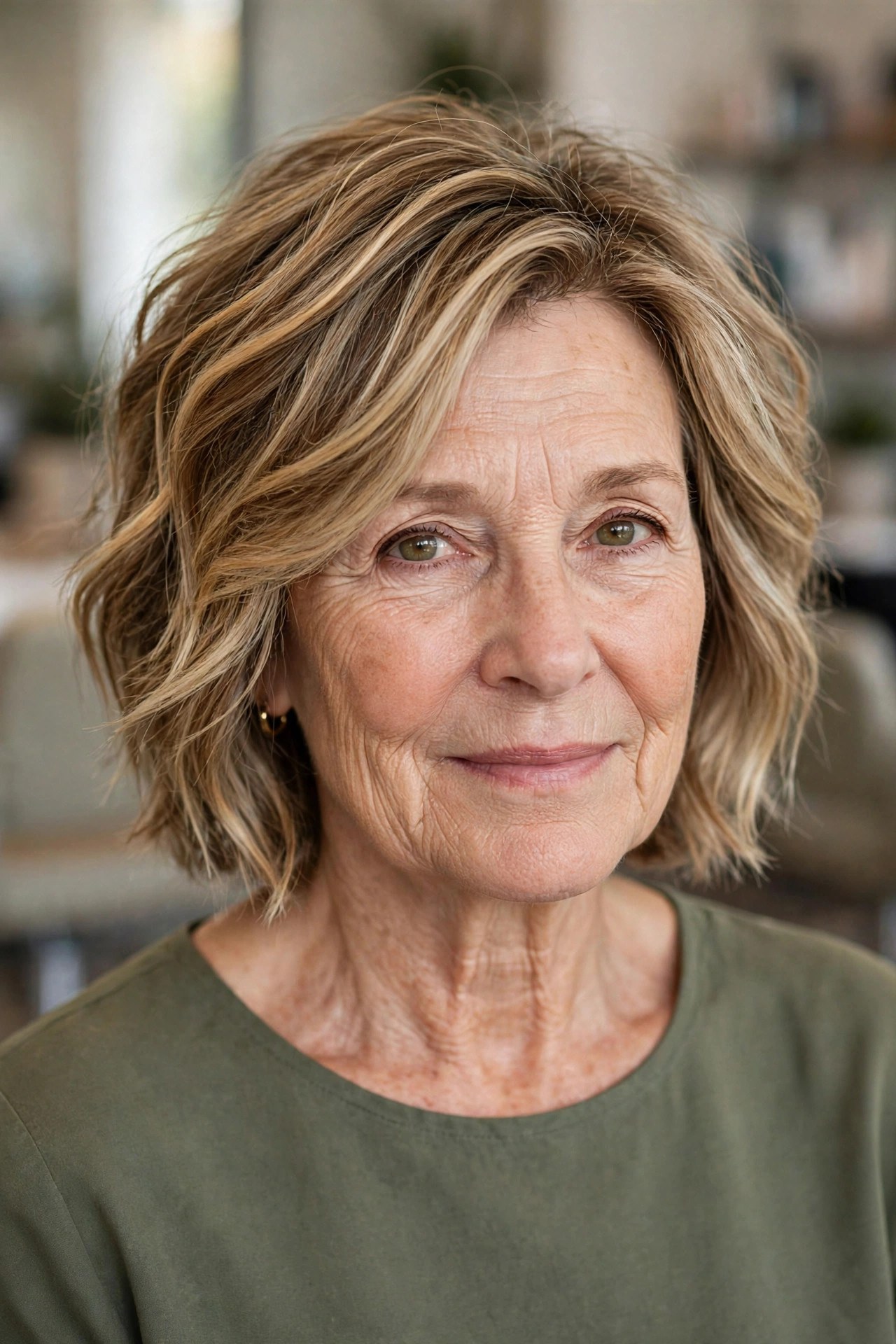 Golden Bronde — the Blonde-Brunette Balance - face-brightening hair color on a woman over 50