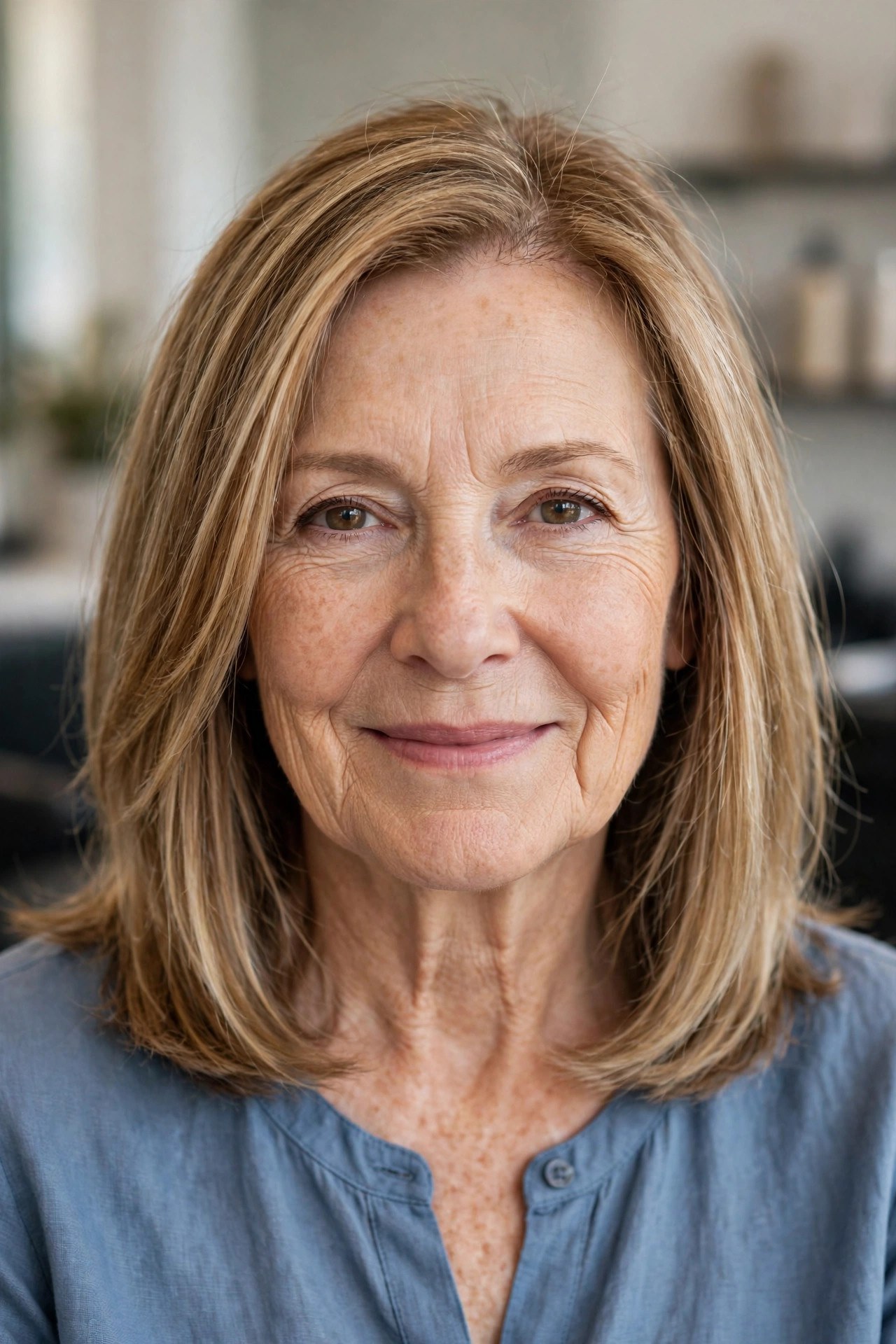 Honeyed Babylights for Fine Hair - face-brightening hair color on a woman over 50