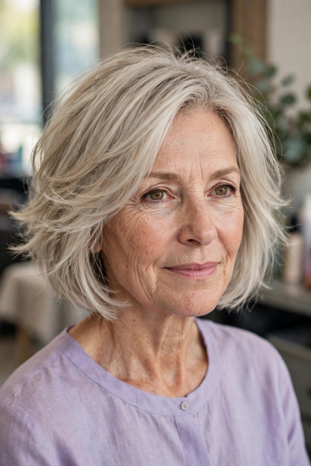 Feathered Bob for Fine Hair hairstyle on a woman over 50 - bob haircuts for women over 50