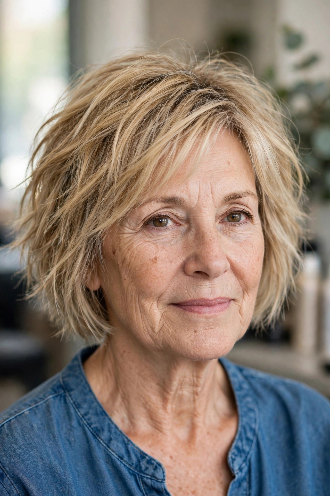 Textured Choppy Bob hairstyle on a woman over 50 - bob haircuts for women over 50