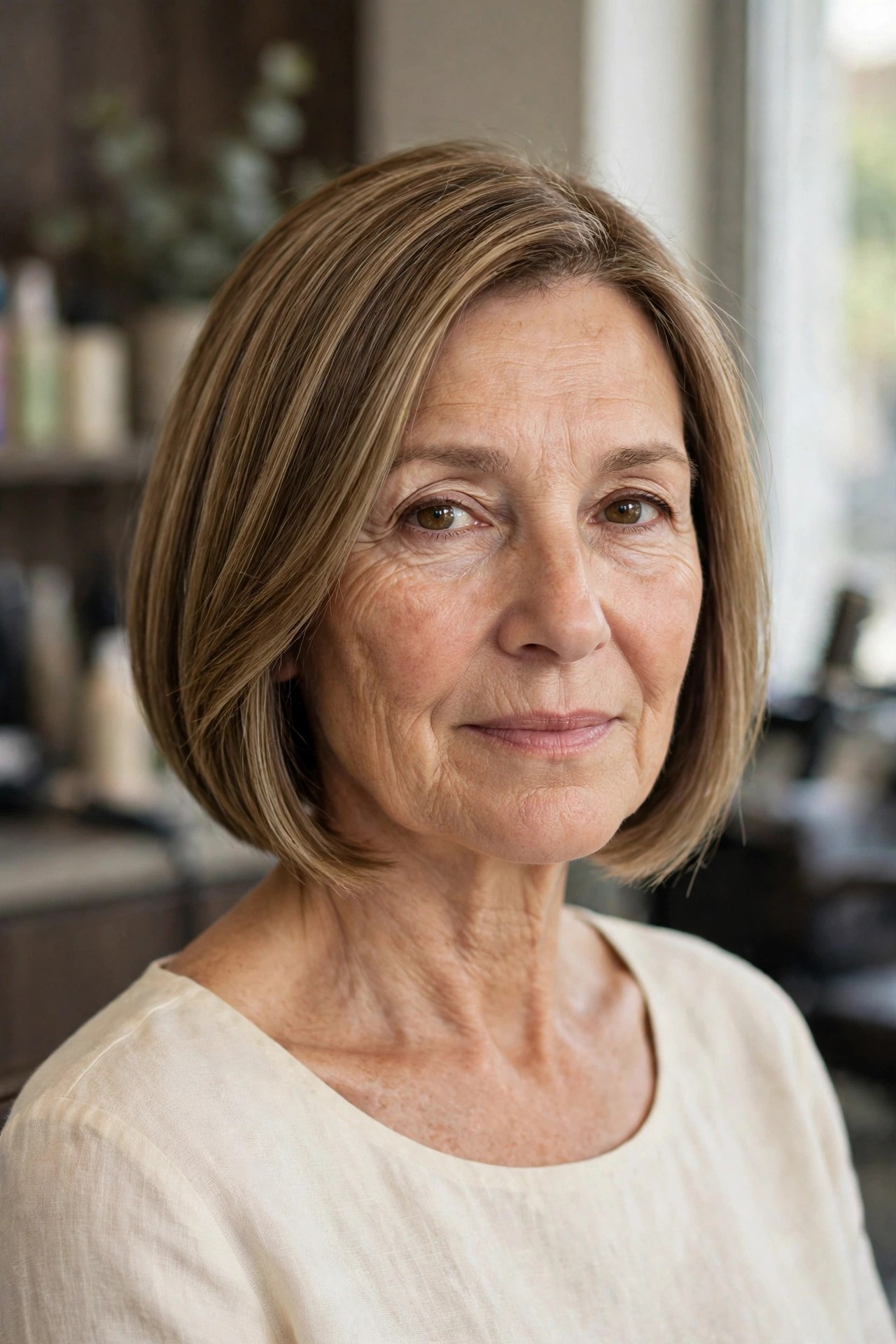 A-Line Bob hairstyle on a woman over 50 - bob haircuts for women over 50