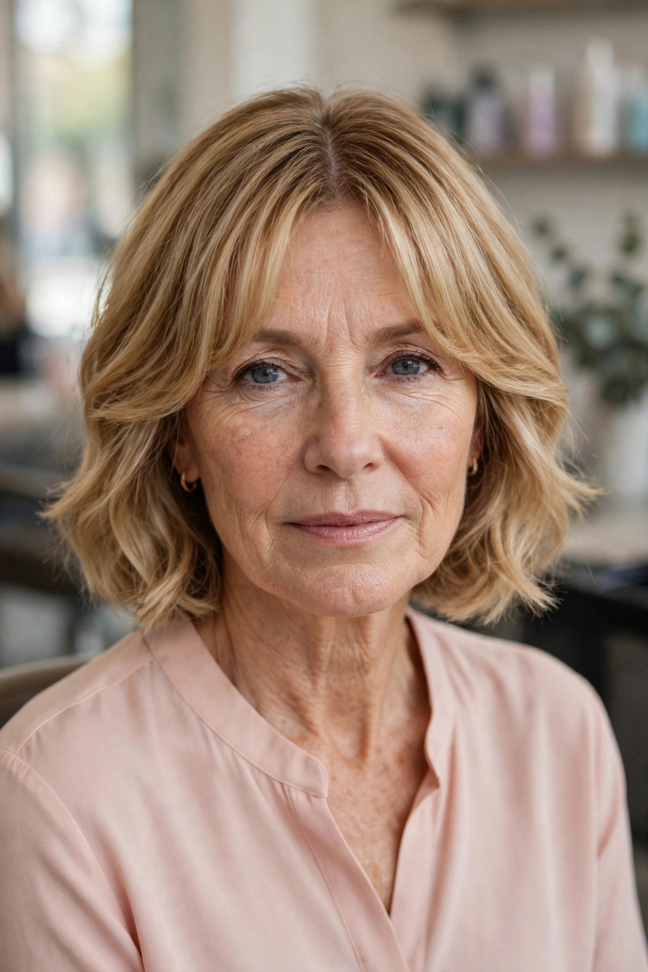 Bob with Curtain Bangs hairstyle on a woman over 50 - bob haircuts for women over 50