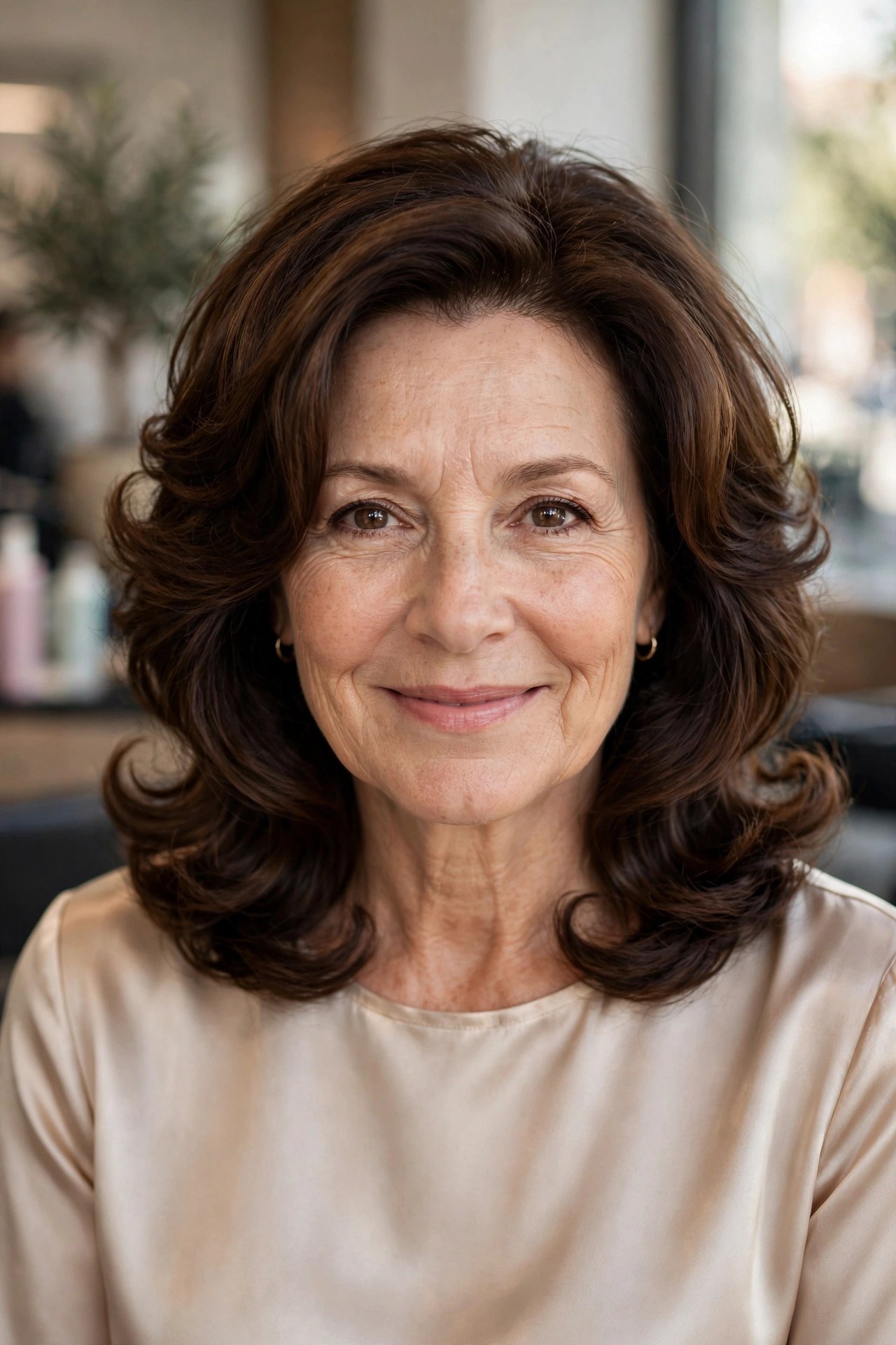Long Bob with a Bouncy Blowout hairstyle on a woman over 50 - bob haircuts for women over 50