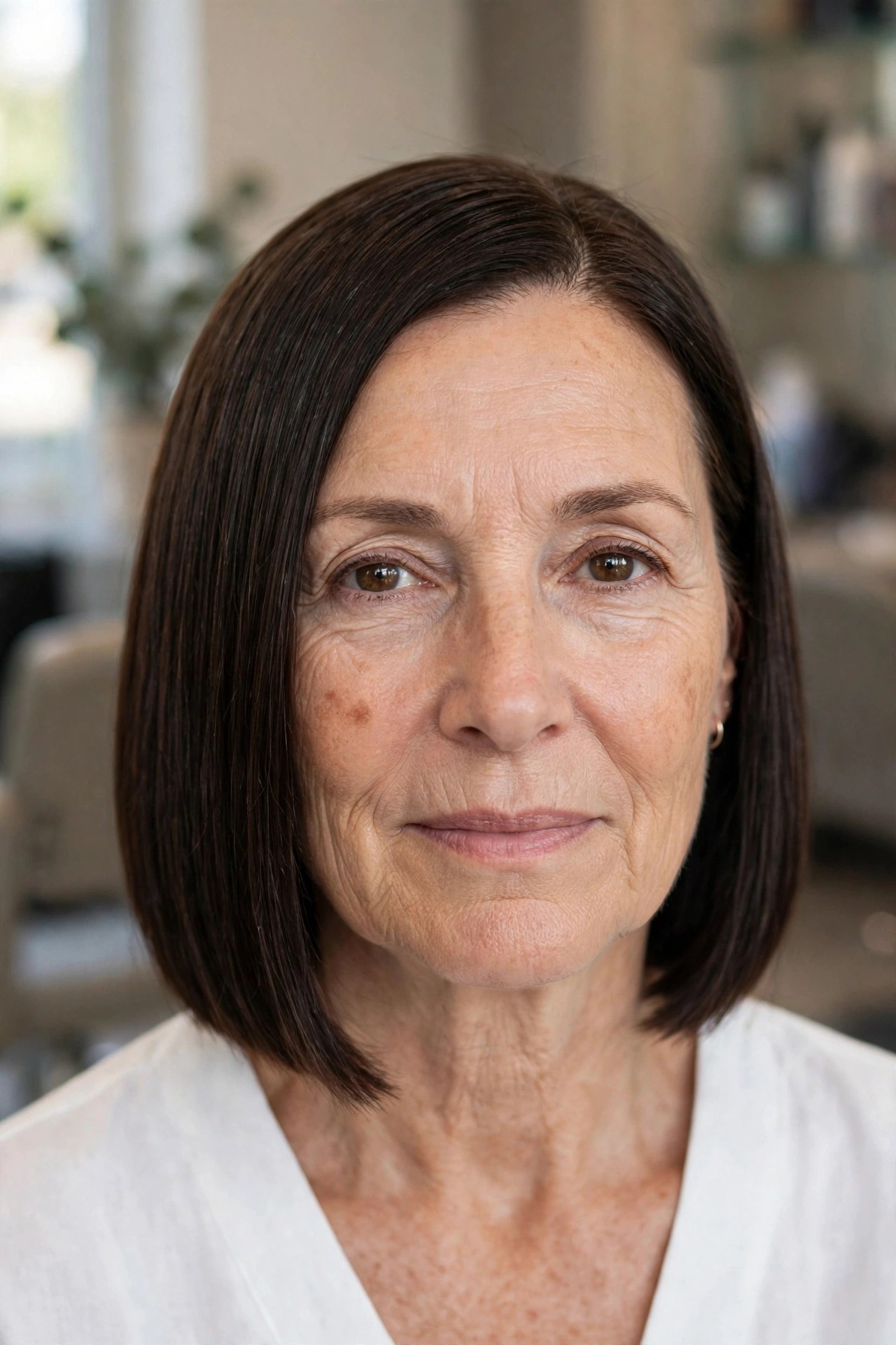Blunt Bob hairstyle on a woman over 50 - bob haircuts for women over 50