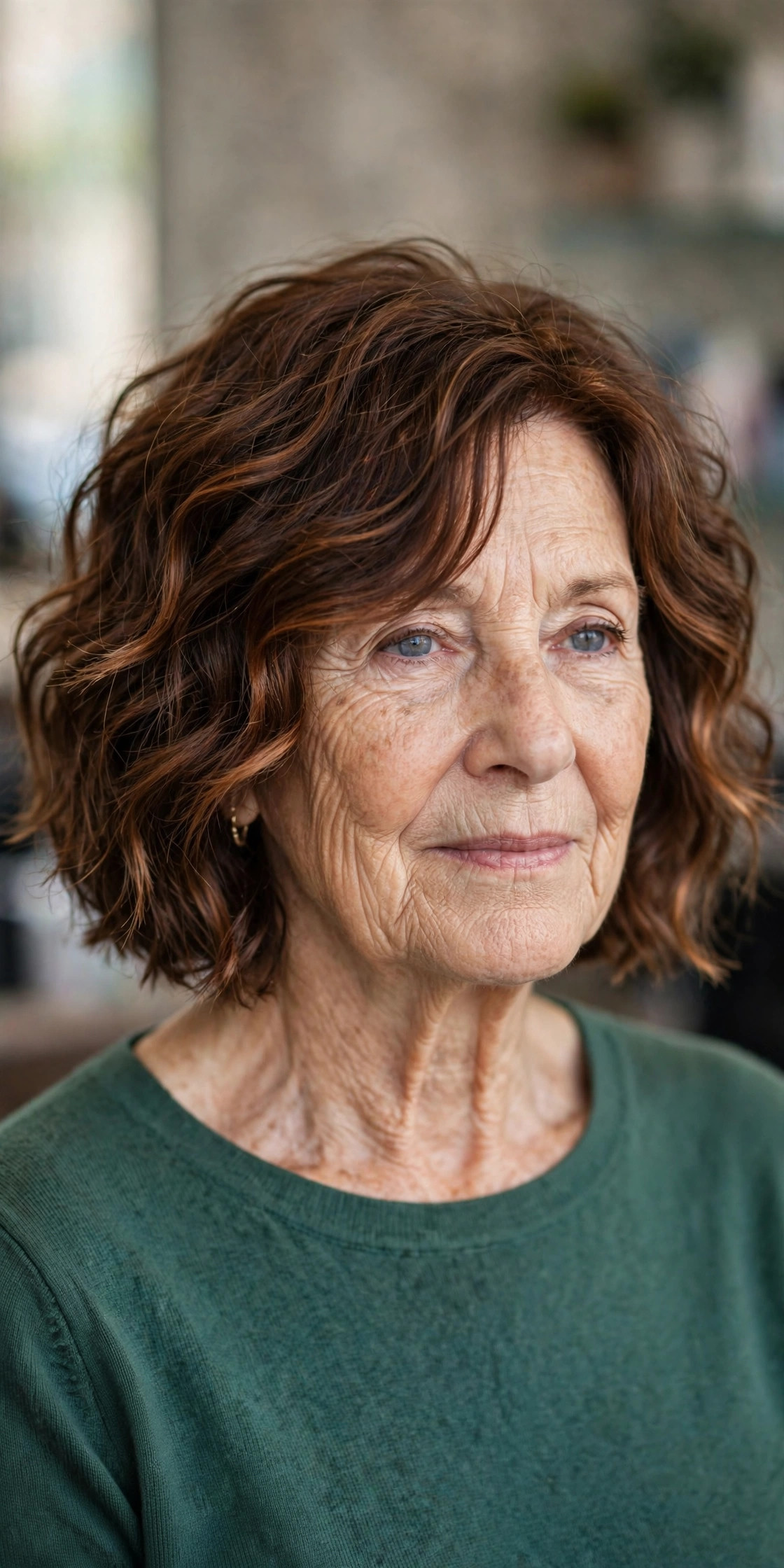 Textured Wavy Bob With Point-Cut Ends — woman over 60 with thick wavy hair