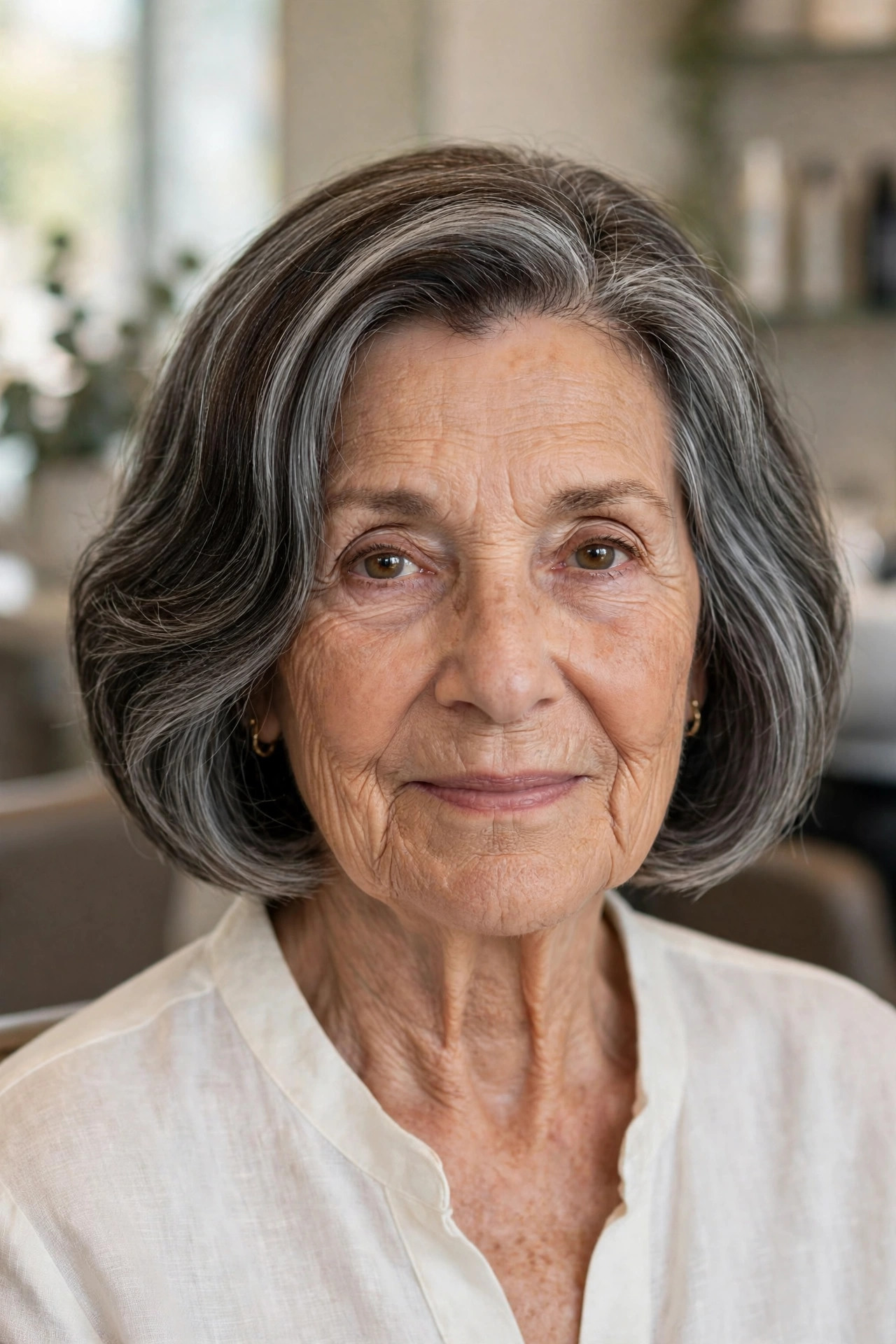 Wavy Bob With Hidden Thinned Underlayers — woman over 60 with thick wavy hair