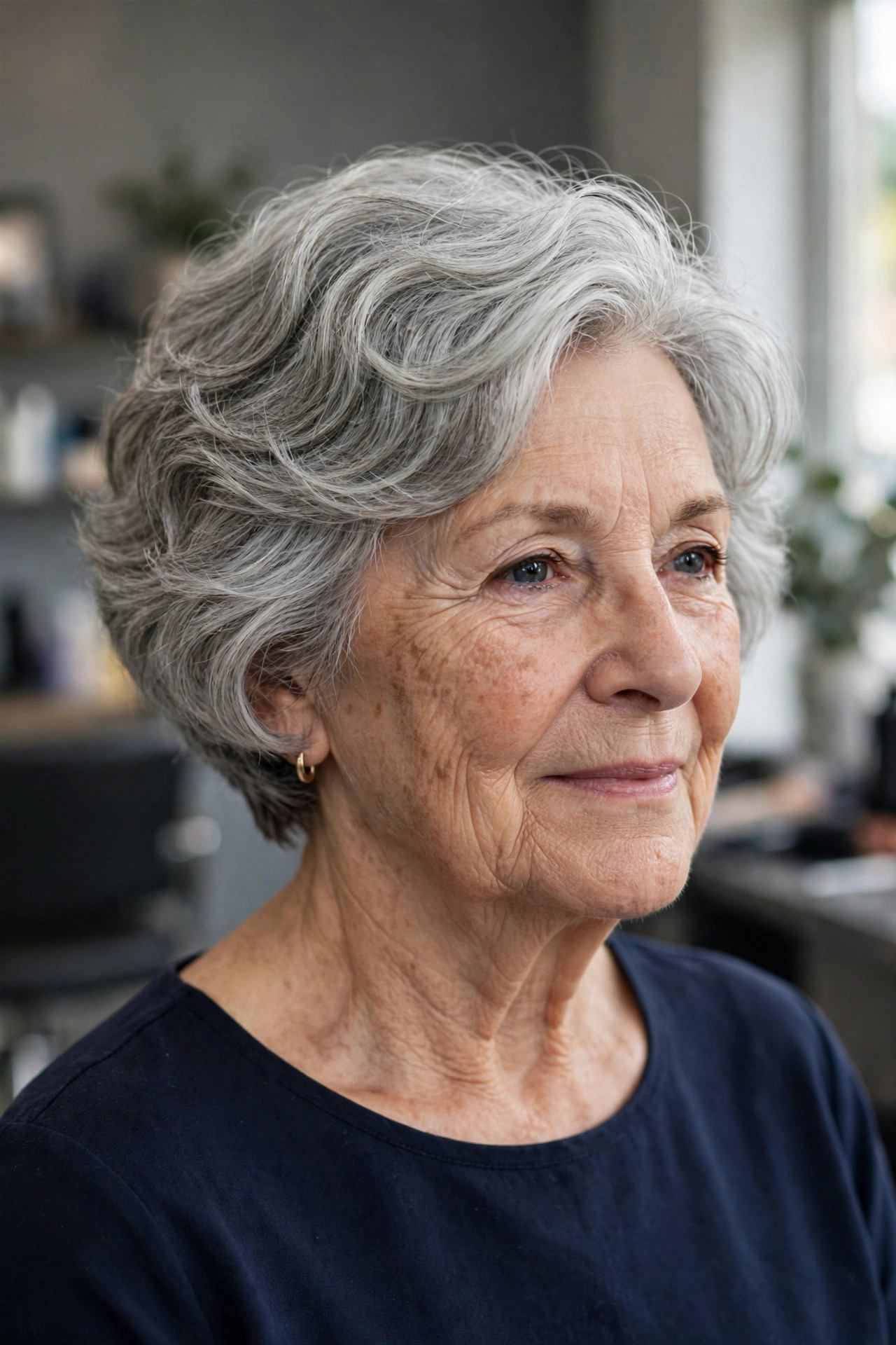 Wavy Bob With a Softly Undercut Nape — woman over 60 with thick wavy hair
