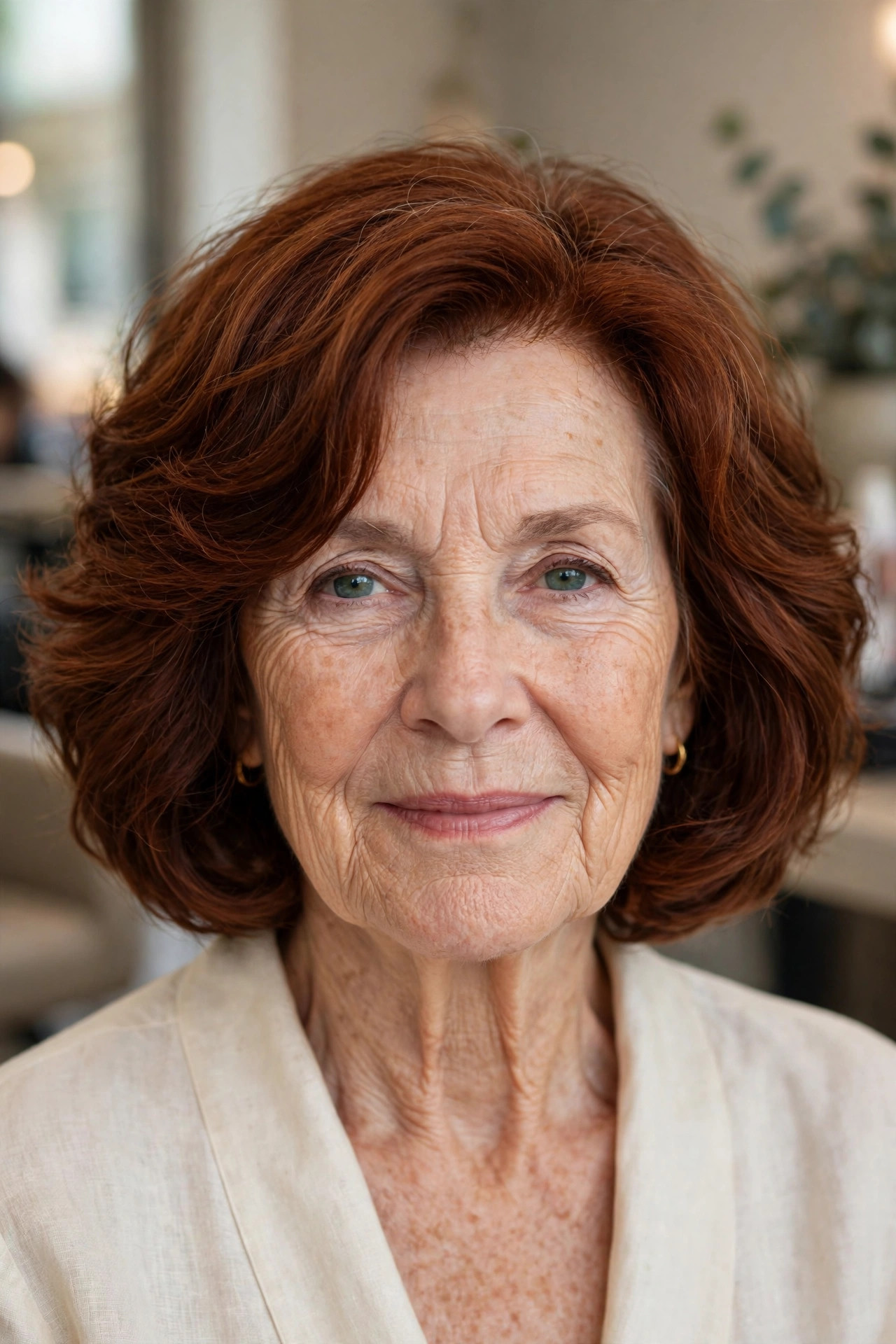 Chin-Length Wavy Bob With Internal Layers — woman over 60 with thick wavy hair