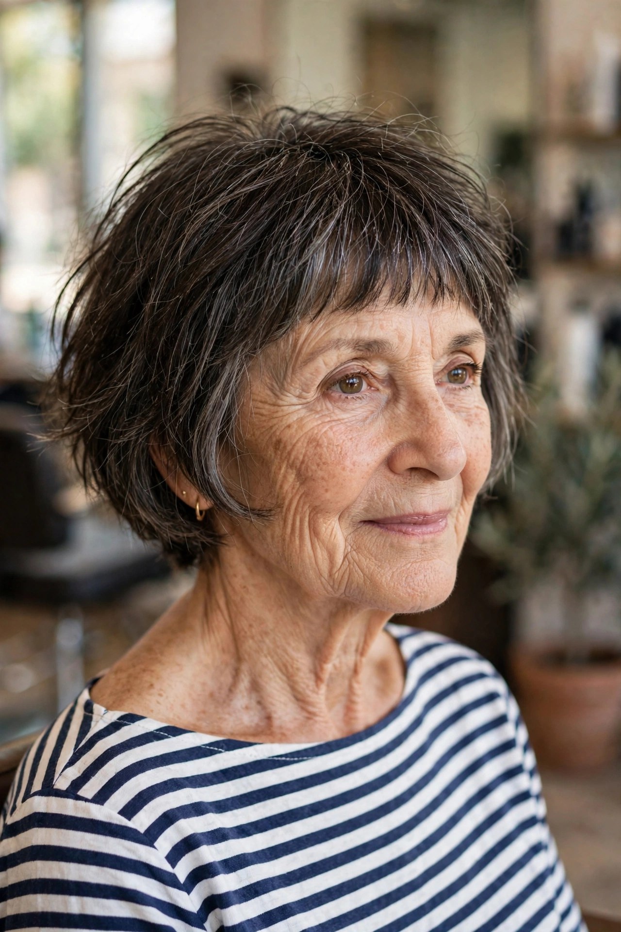 Chic French Bob with a Short Fringe on a woman over 60 - timeless bob hairstyle