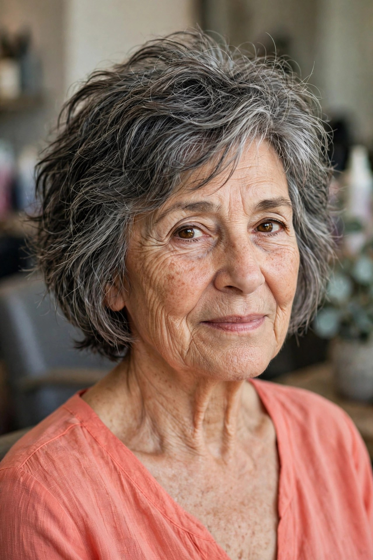 Textured Tousled Bob on a woman over 60 - timeless bob hairstyle