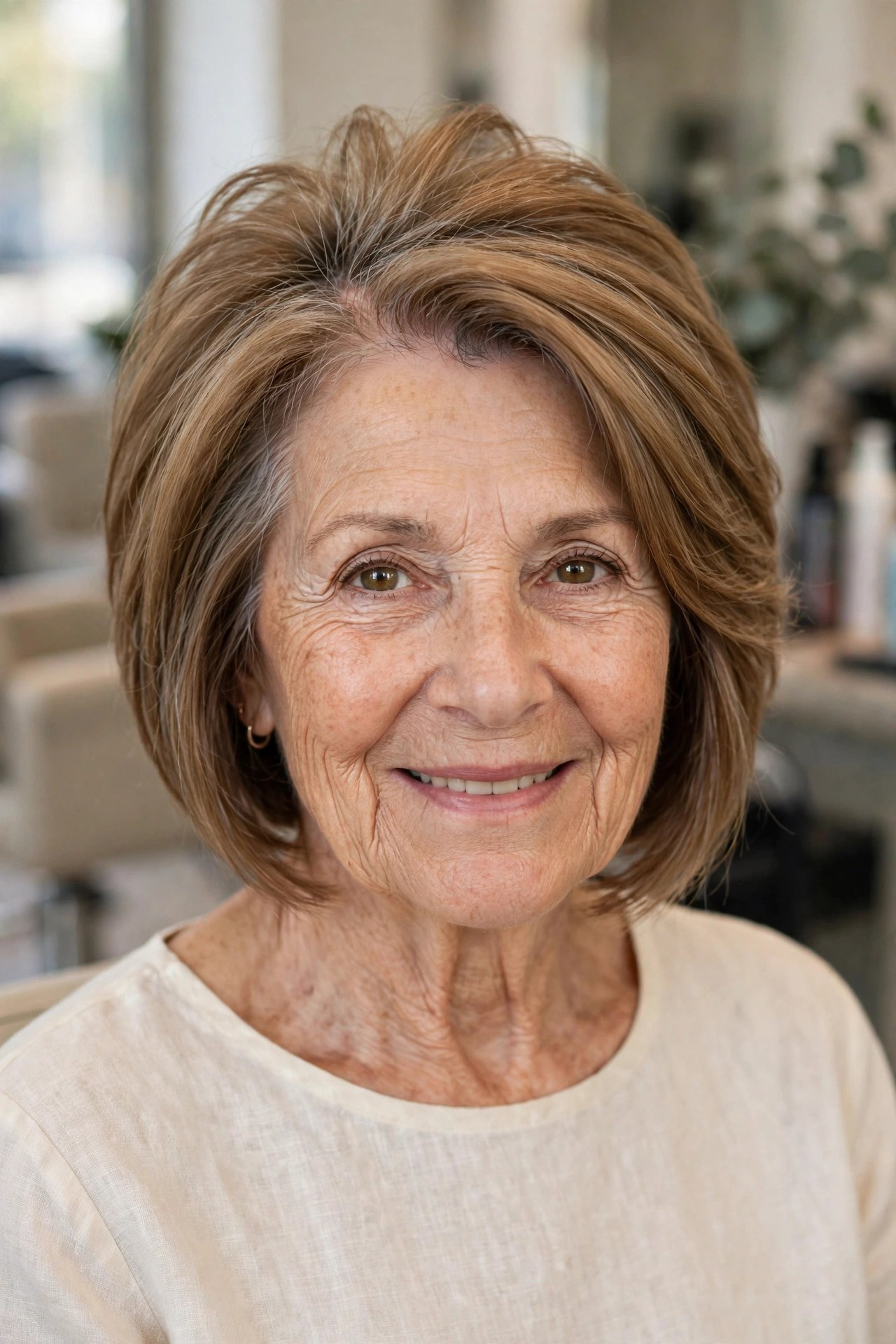 Graduated Bob with Crown Volume on a woman over 60 - timeless bob hairstyle