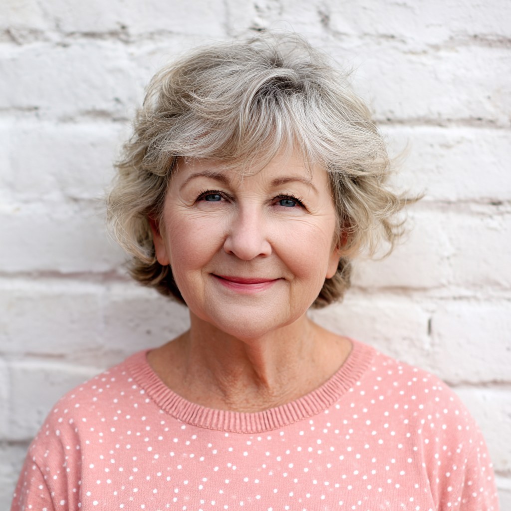 Elegant Bob with Glasses-Friendly Sides — classic elegant bob hairstyle on a woman over 70 with gray hair