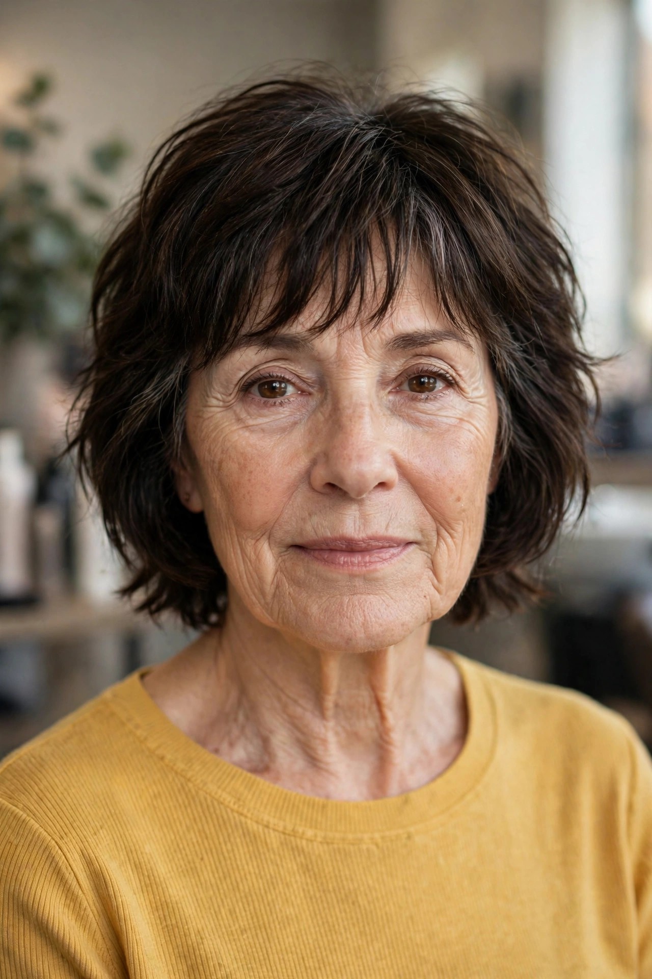 Piecey Bangs with a Textured Bob - bob with bangs for a woman over 60