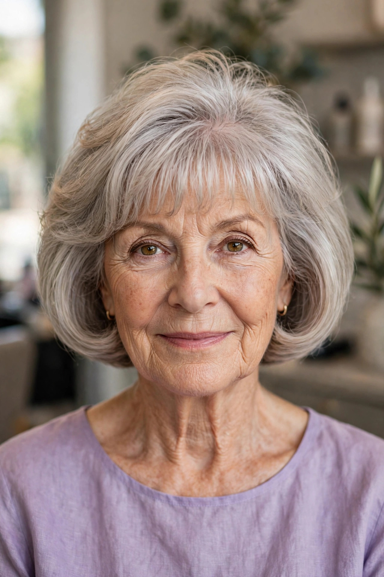 Rounded French Bob with Crown Volume - French bob haircut on a woman over 60