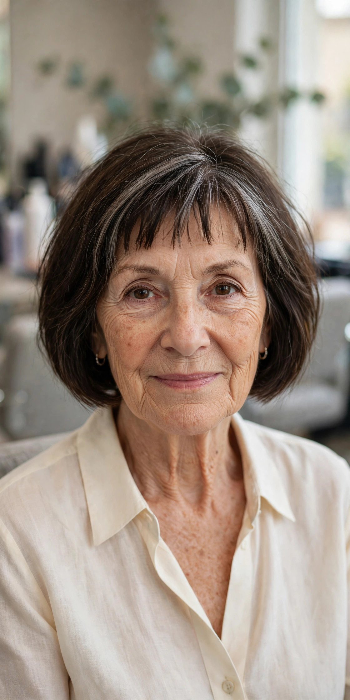 French Bob with a Short Baby Fringe - French bob haircut on a woman over 60