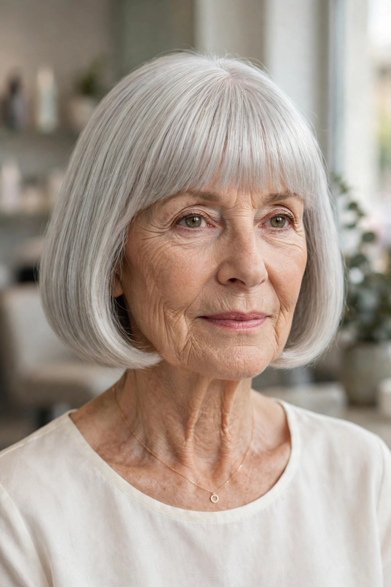 Polished French Bob with a Blowout Finish - French bob haircut on a woman over 60