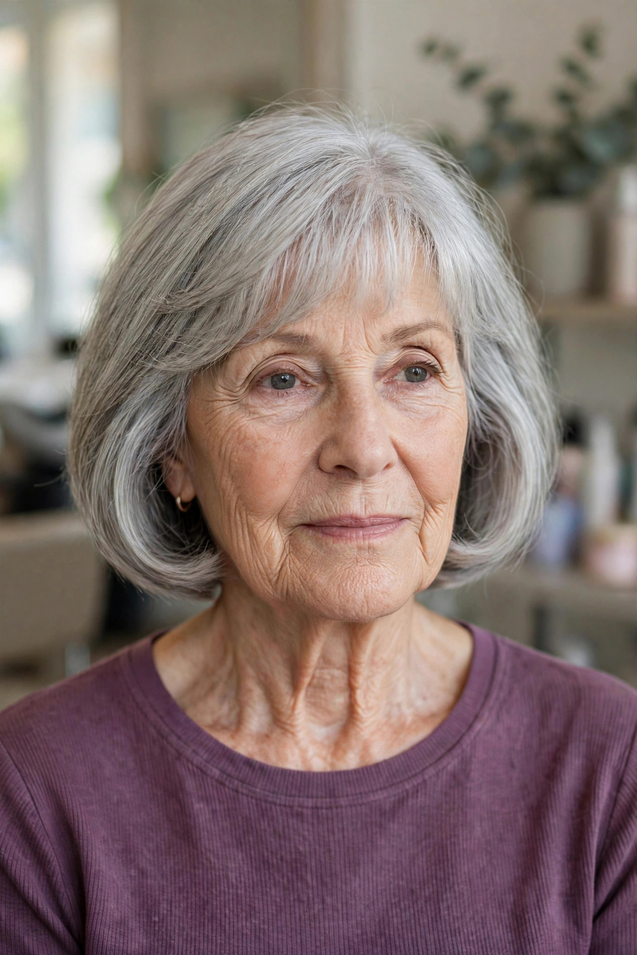 French Bob with a Wispy, Piecey Fringe - French bob haircut on a woman over 60