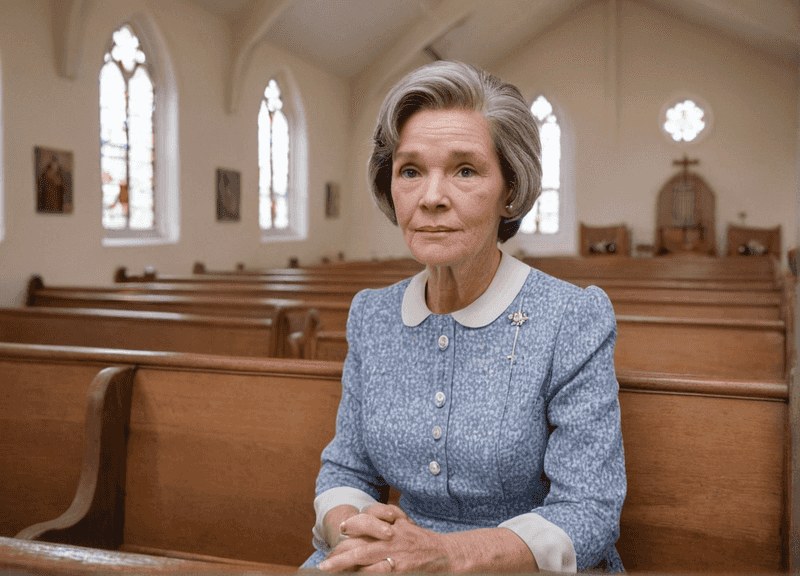 Woman over 70 with classic Bob in the Pews — church and Sunday hairstyle for women over 70