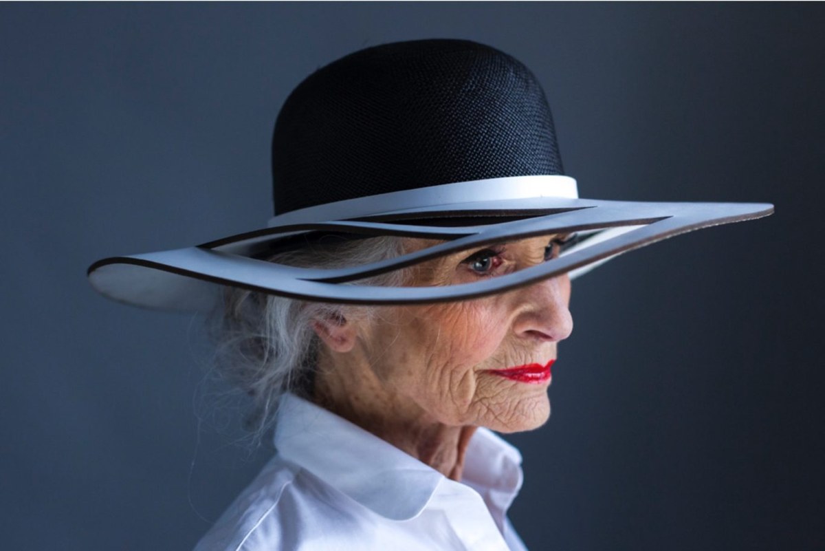 Woman over 70 with classic Hat in Profile — Hair Kept Low — church and Sunday hairstyle for women over 70