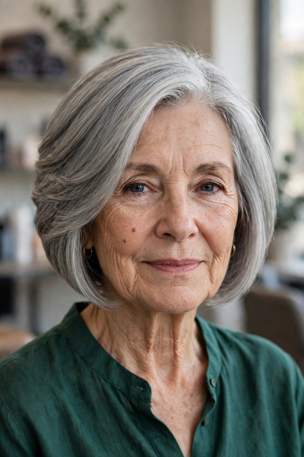 Elegant Short Stacked Bob - classy haircut for a woman over 60 with effortless style
