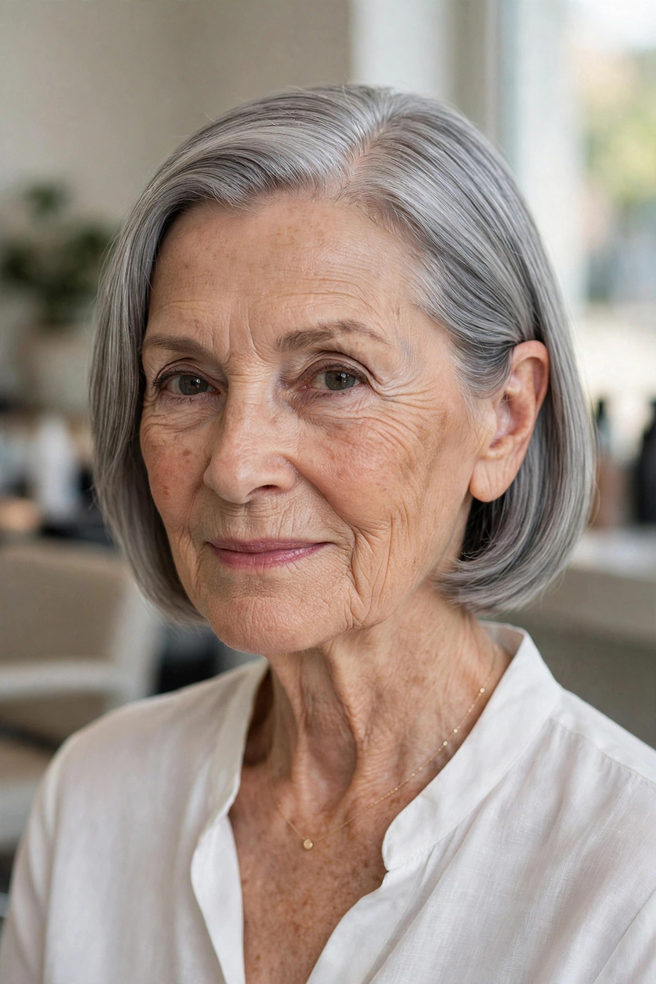 Smooth Jaw-Length Bob With Side Part - classy haircut for a woman over 60 with effortless style