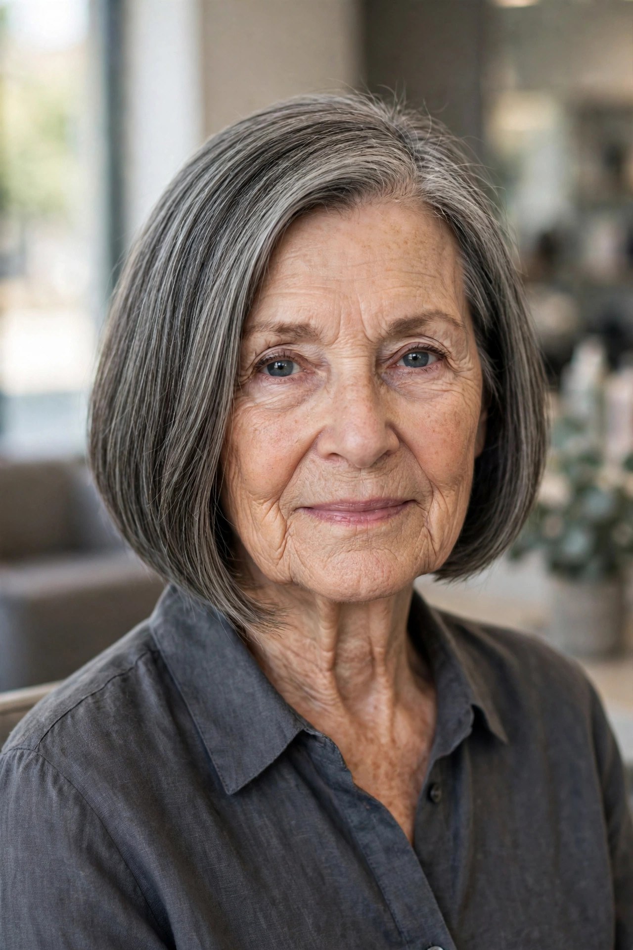 Polished A-Line Bob - classy haircut for a woman over 60 with effortless style
