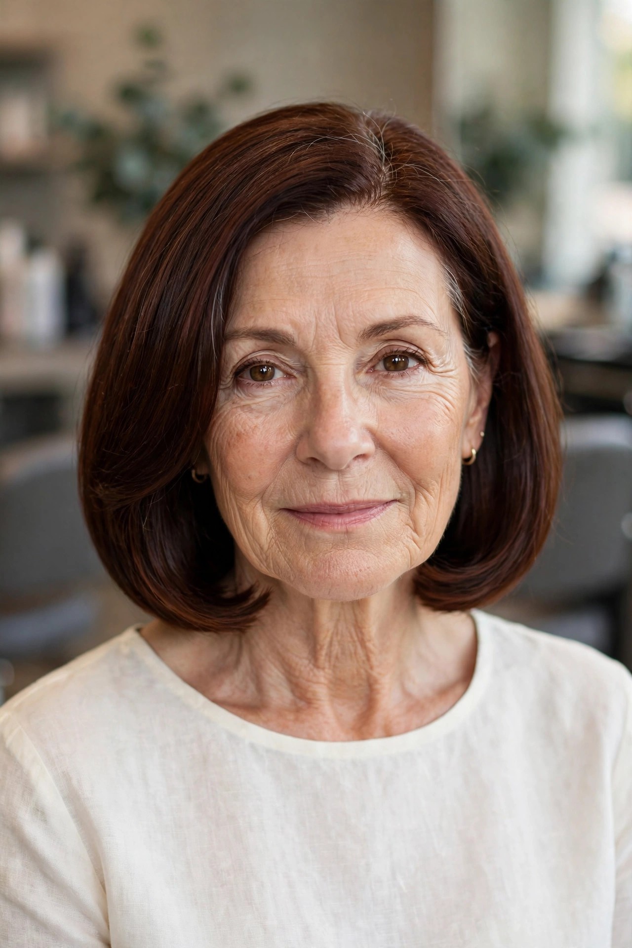 Curved-Under Collarbone Bob - collarbone length hairstyle for a woman over 50