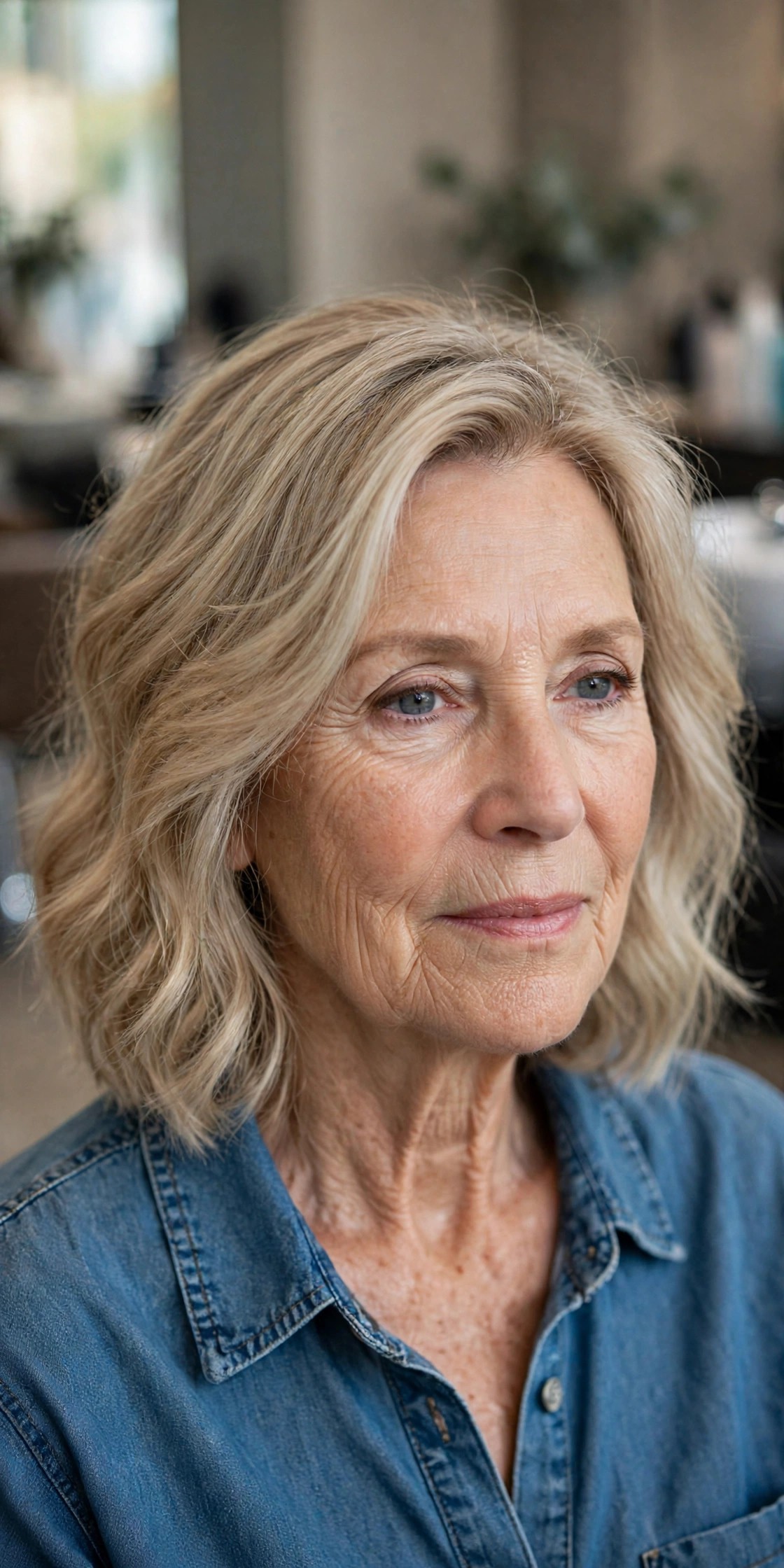 Textured Collarbone Lob with Soft Movement - collarbone length hairstyle for a woman over 50