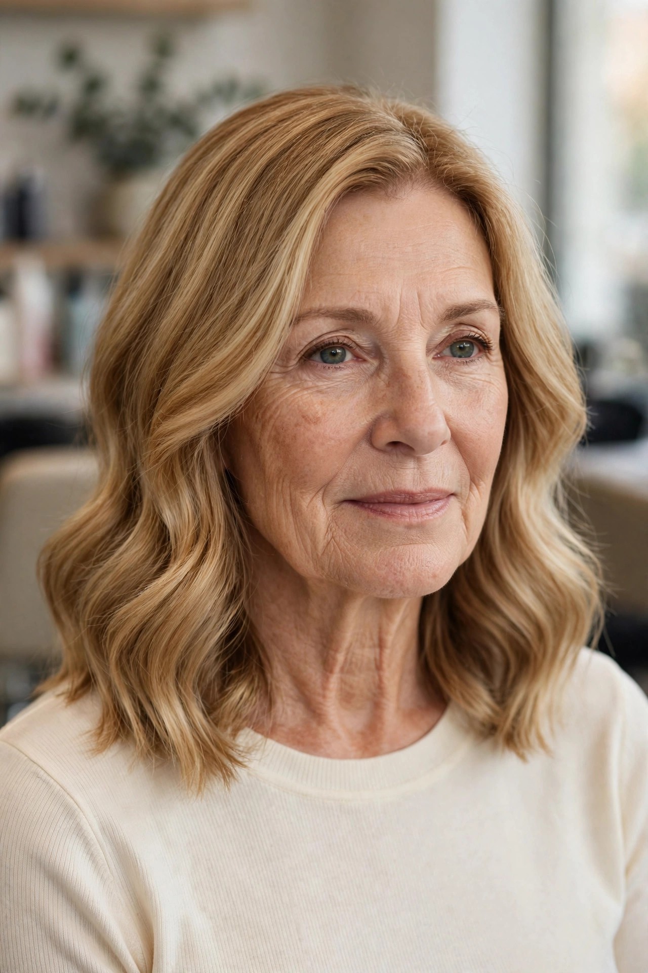 Soft-Wave Collarbone Lob - collarbone length hairstyle for a woman over 50
