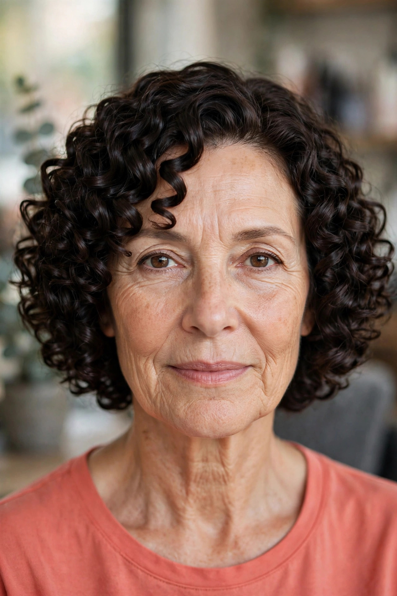 Ringlet Curly Bob - curly bob hairstyle for a woman over 50 with defined curls