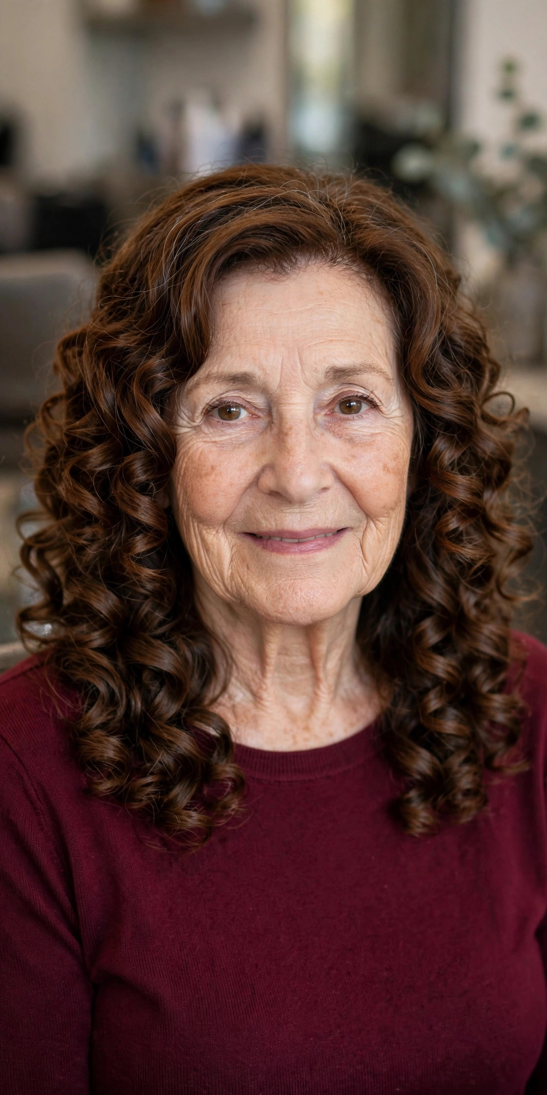 Shoulder-Length Defined Ringlets - curly hairstyle for a woman over 60 with natural bounce