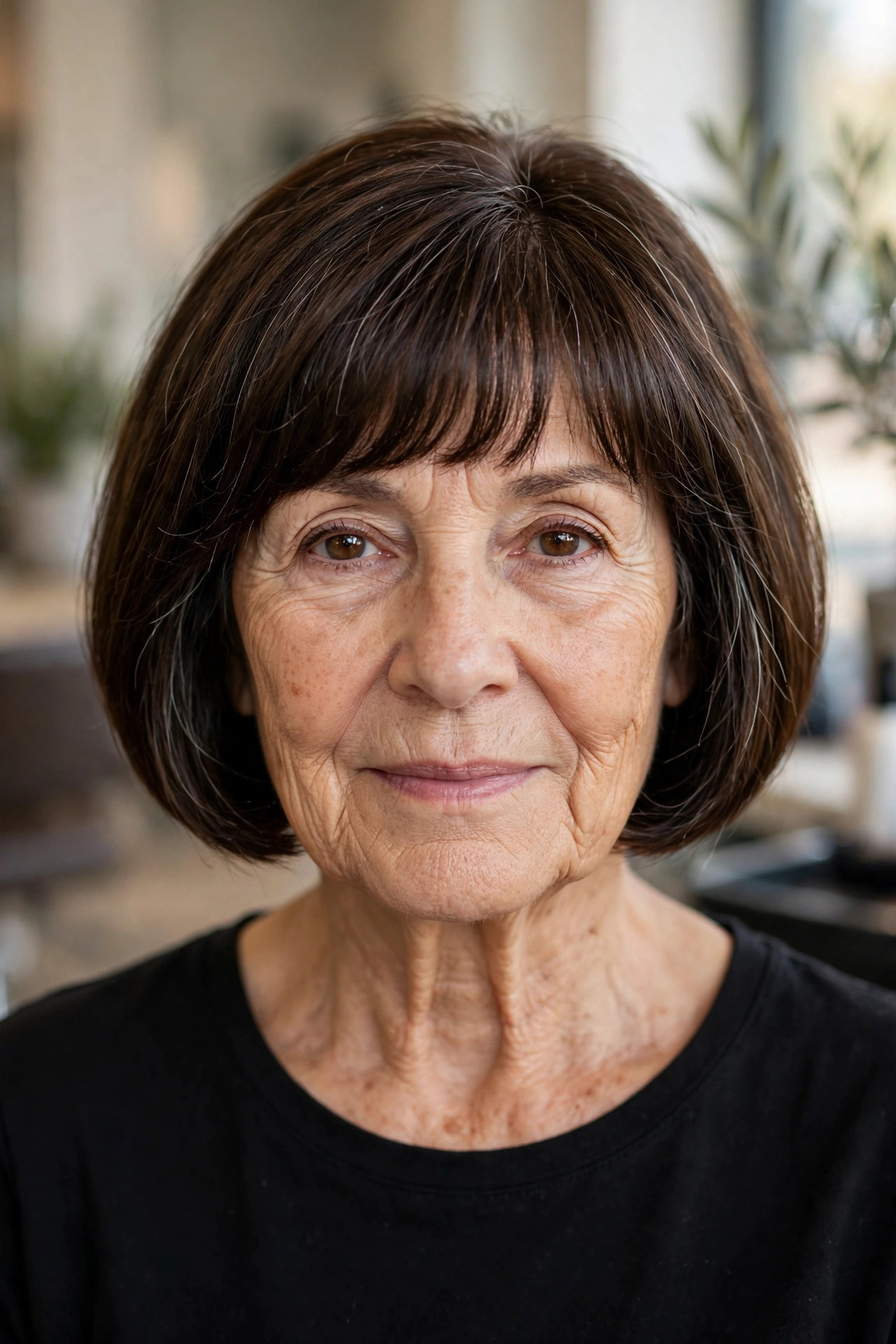 French-Inspired Short Bob with Fringe - easy care short hairstyle for women over 60 who travel