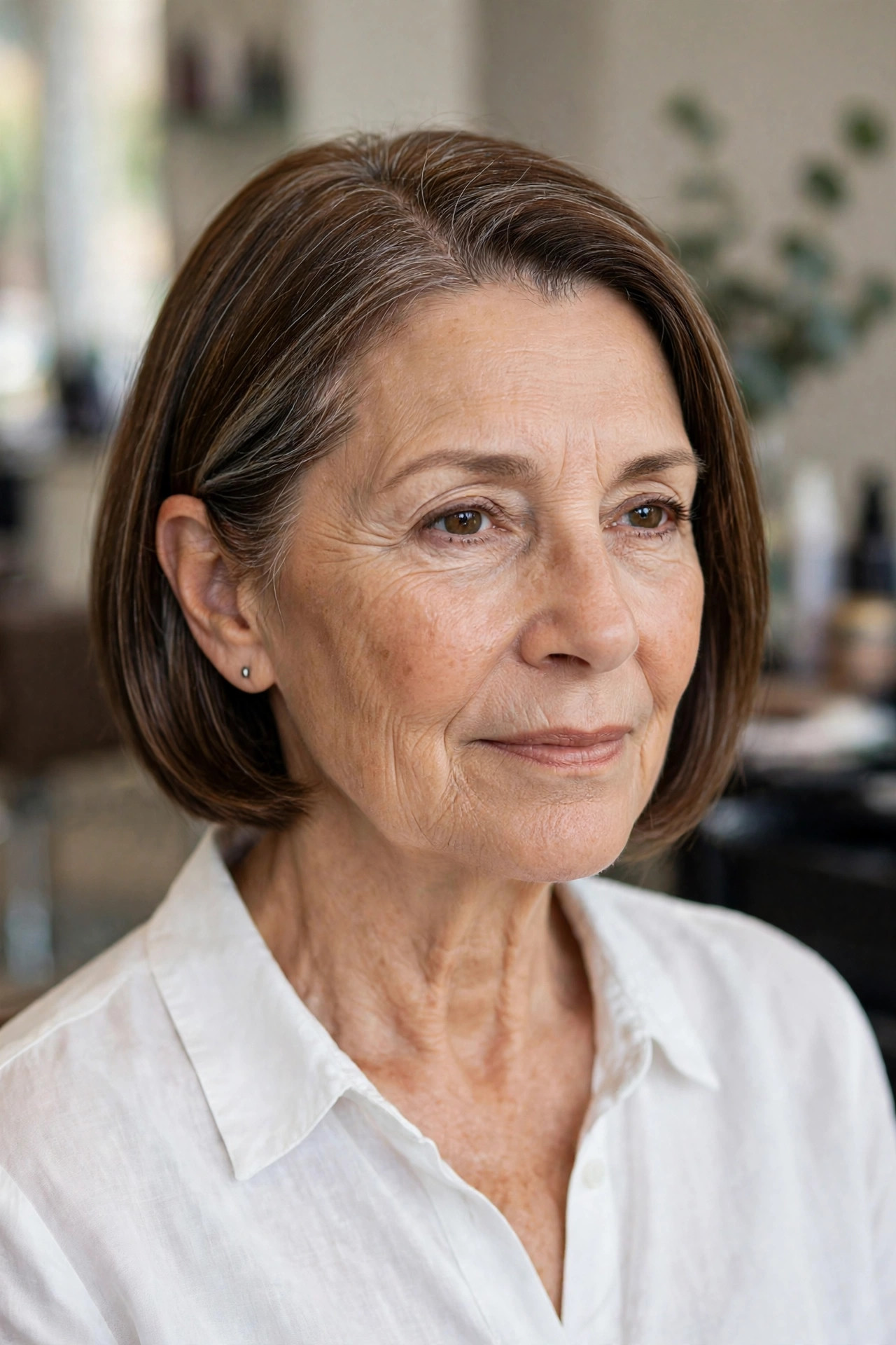 Ear-Length Bob That Bounces Back After a Hat - easy care short hairstyle for women over 60 who travel