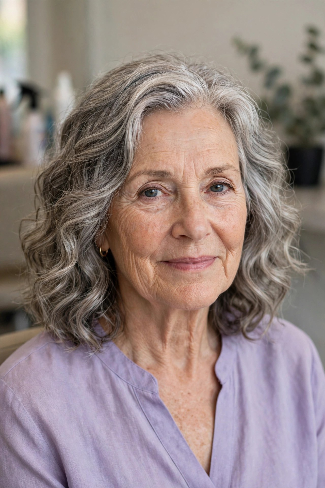 Finger-Coiled Natural Waves on a woman over 50 - easy everyday hairstyle